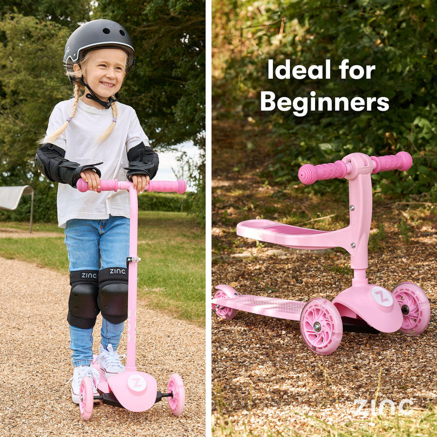 Zinc My First 3-in-1 Kids 3 Wheel Scooter Ride On - Pink 2/5