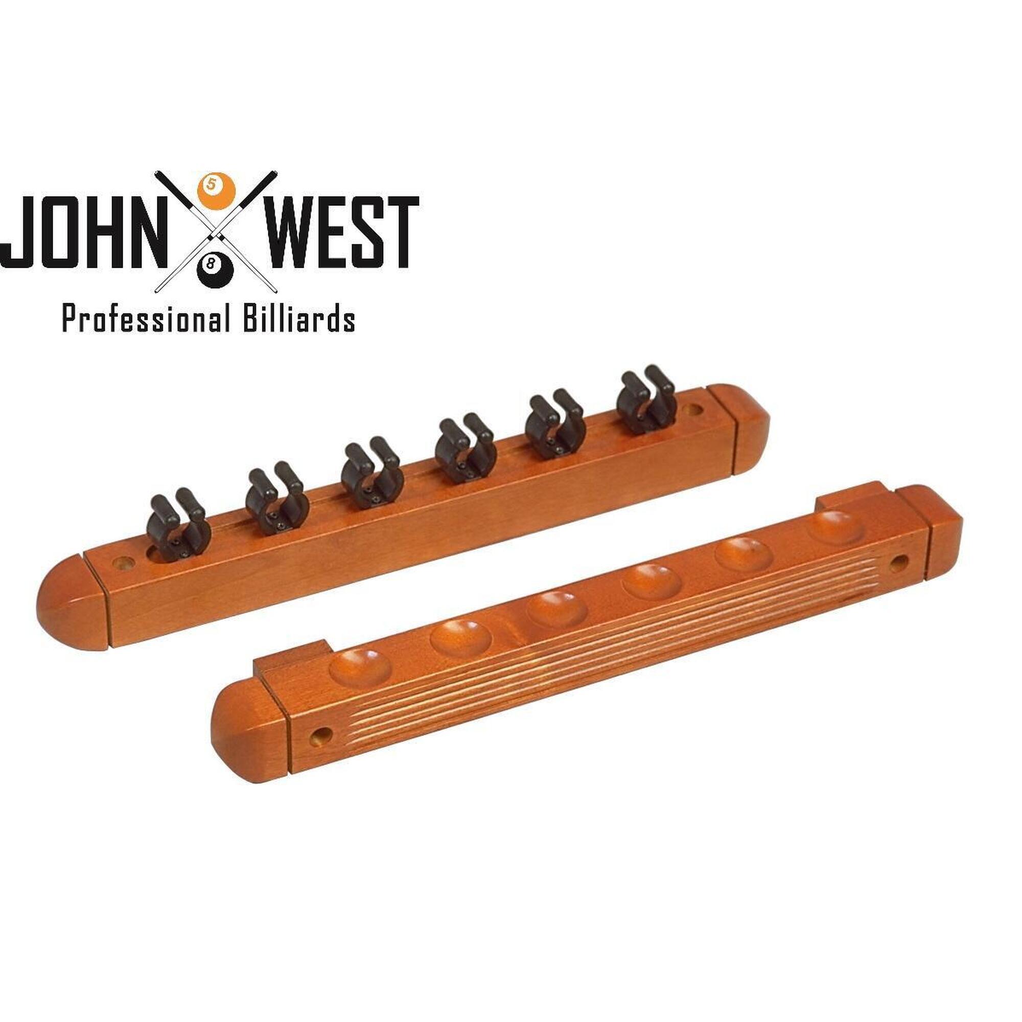John West - Support Mural Pour 6 Queues De Billard John West, Couleur Brun - Porte-queues - 00 - Decathlon