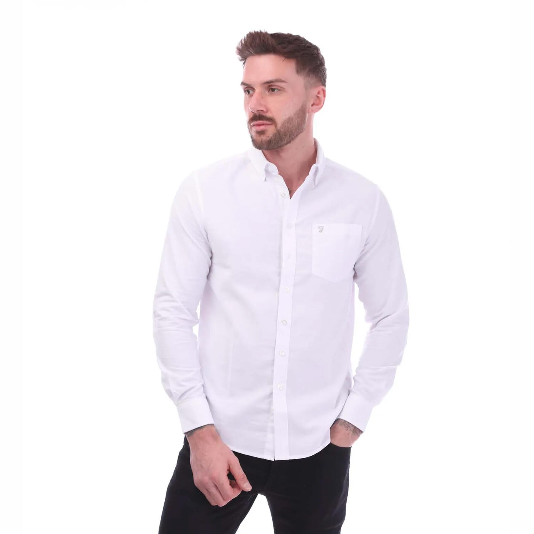 Mens Drayton LongSleeved Shirt (White) 1/4