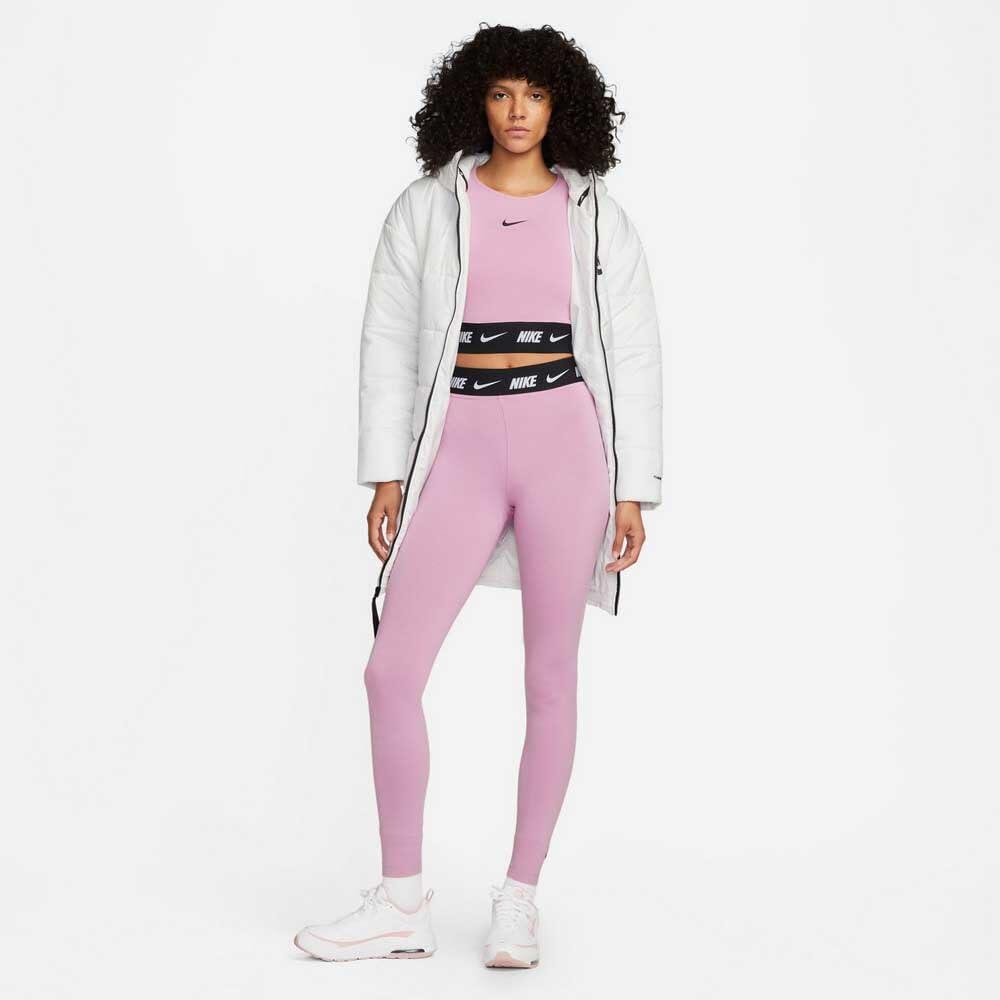 Top Sportivo Nike Crop Tape Maniche Lunghe Rosa Taglia S 4/5