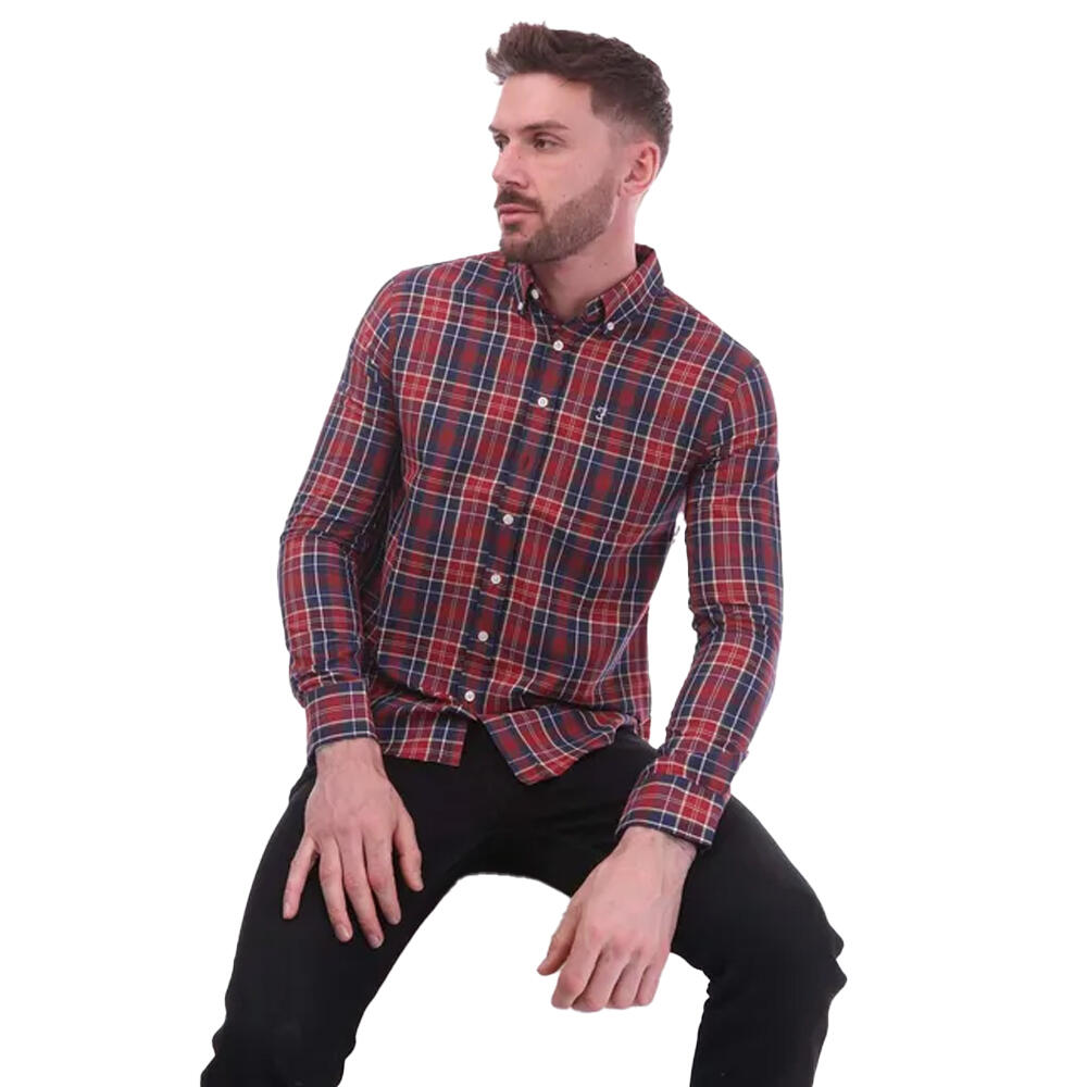 Mens Edina Checked Oxford Shirt (Red) 3/3