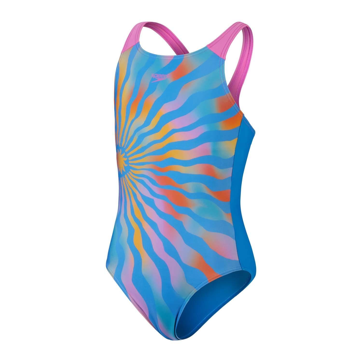 SPEEDO Costume Da Bagno Intero Stampato Ragazze Speedo Blu Giallo