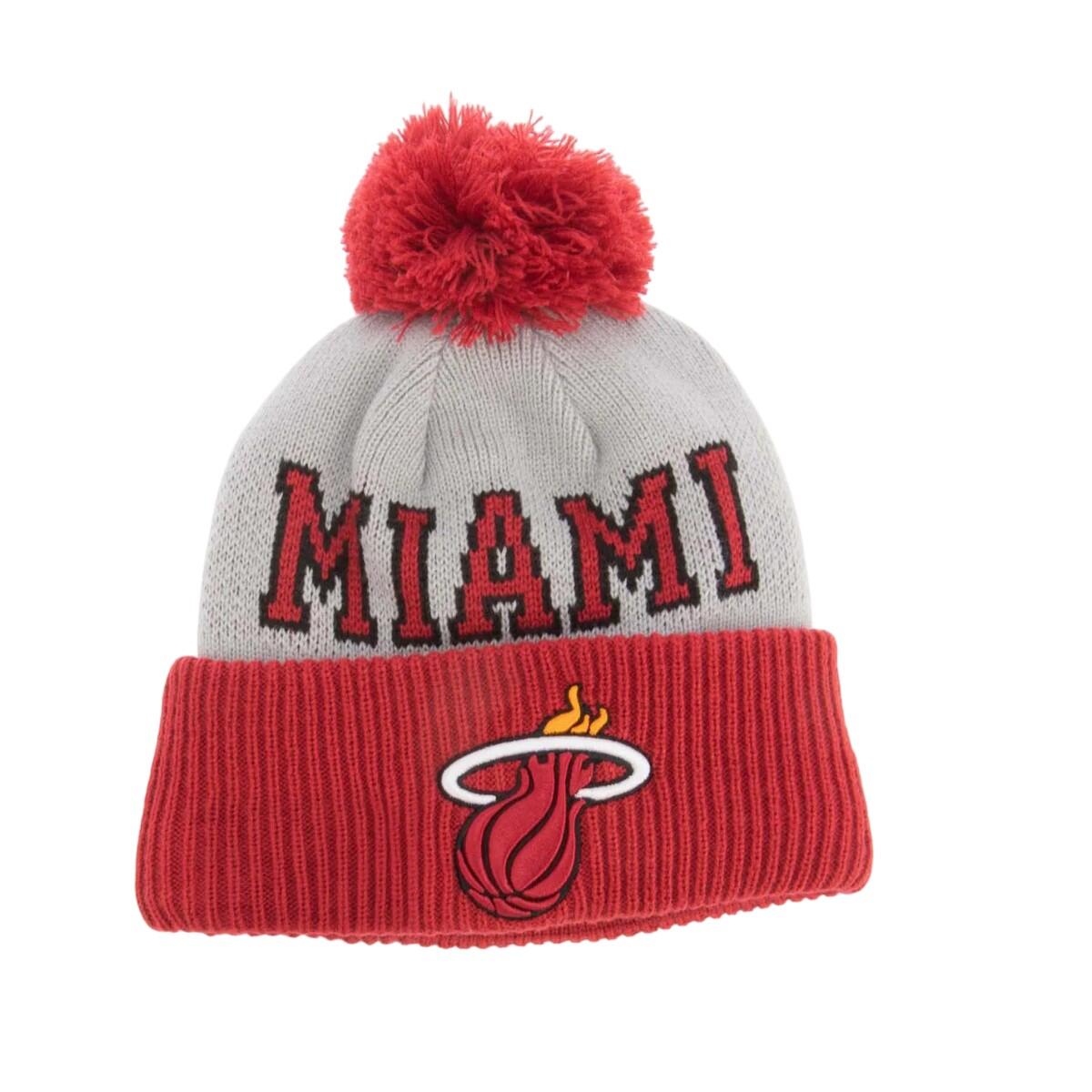 NEW ERA NBA Tip Off 2023 Miami Heat Knitted Bobble Beanie (Red/Grey)