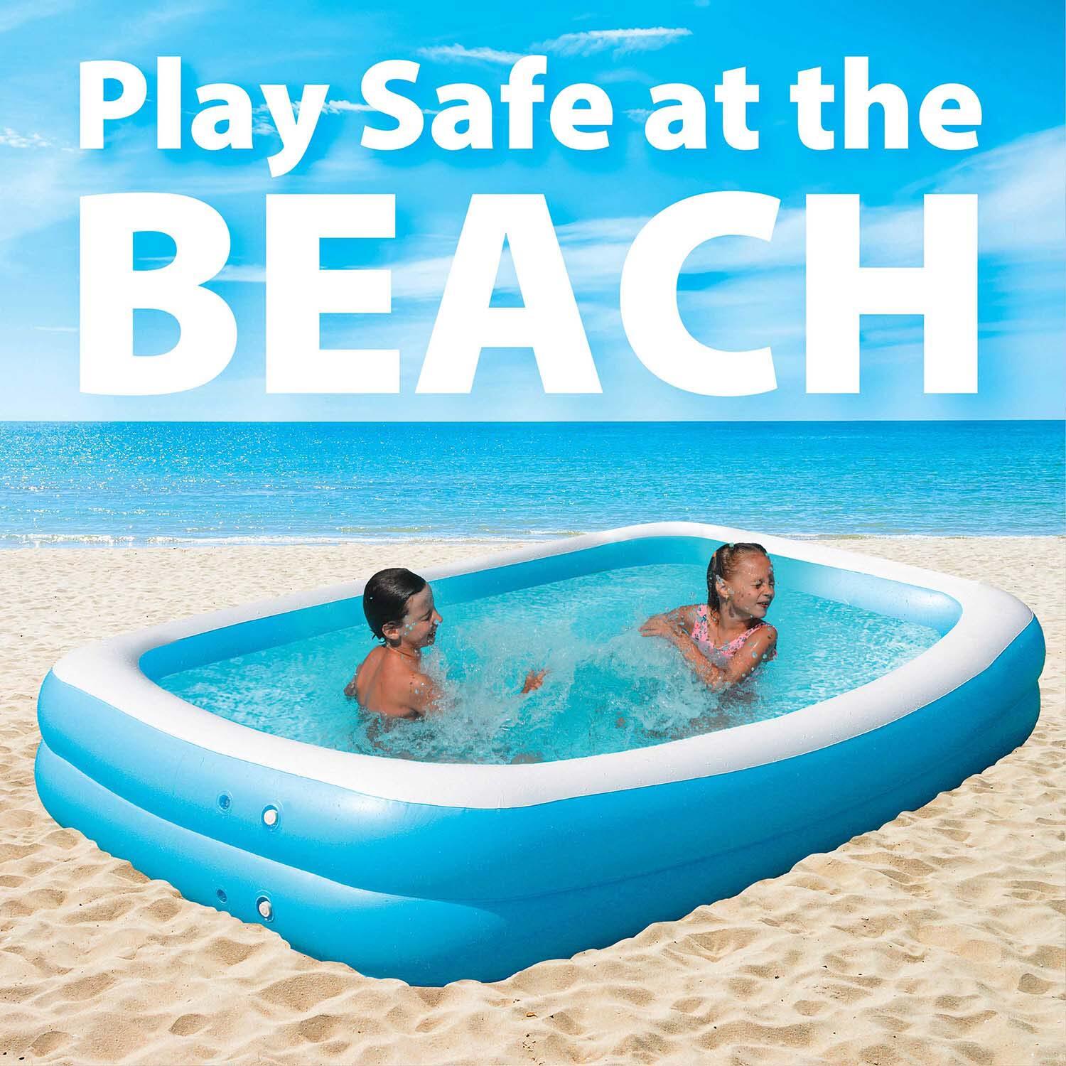 Large Paddling Pool Inflatable - 2.6m Jumbo Family Pool, Blue 7/7