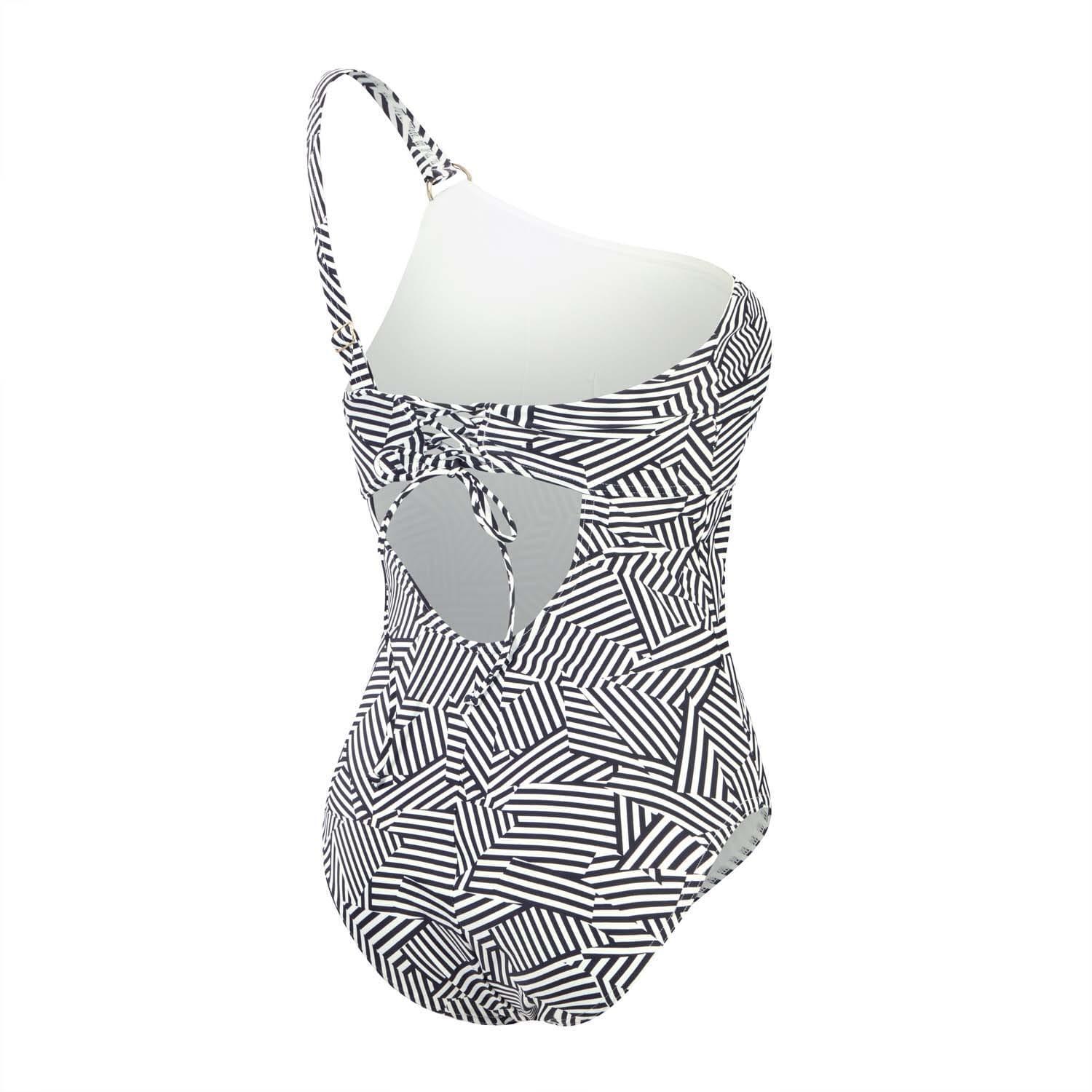 Costume Da Bagno Intero Asimmetrico Donna Speedo Nero Bianco 2/3