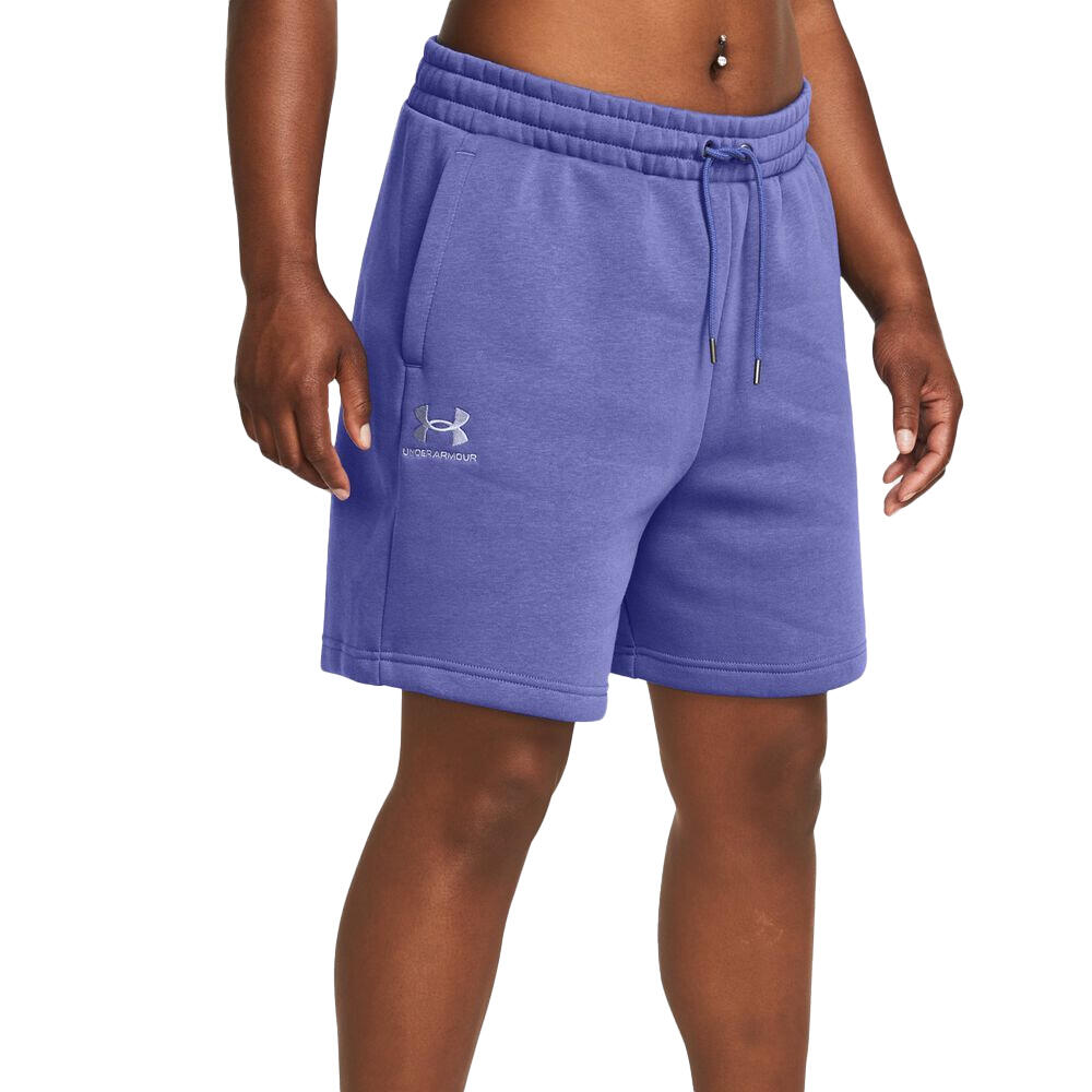 Short femme Under Armour violet polaire mi-chaud, élastique 3/3