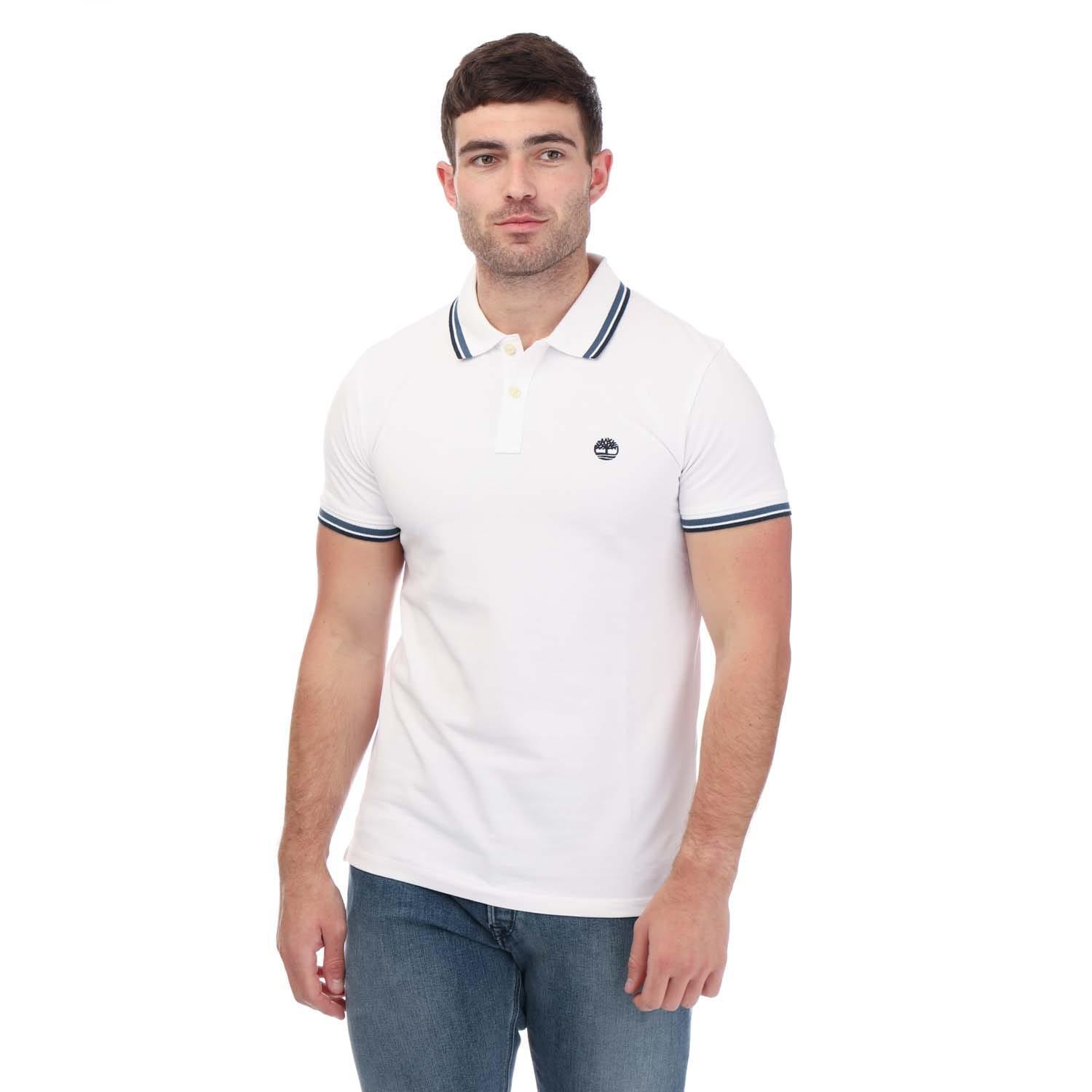 TIMBERLAND Unisex Adult Tipped ShortSleeved Polo Shirt (White)