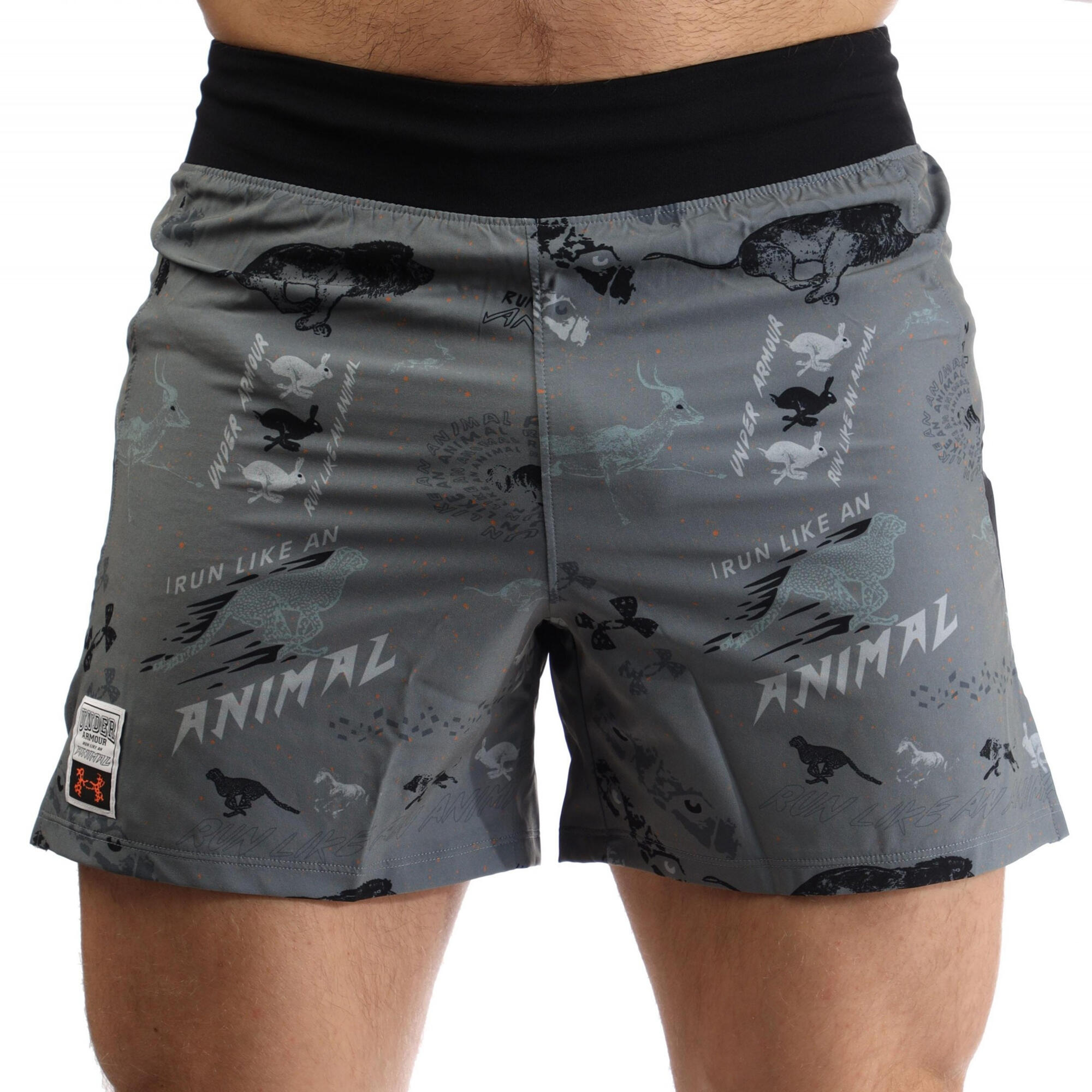 UNDER ARMOUR Mens Run Like An Animal Shorts (Black/Grey)