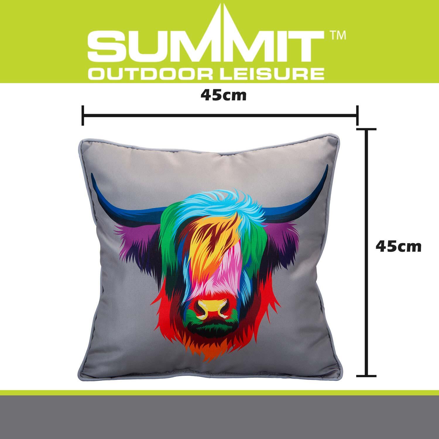 Scatter Cushion Highland Cow Print Design Piping Edge Soft 45cm x 45cm Multi X 1 2/7