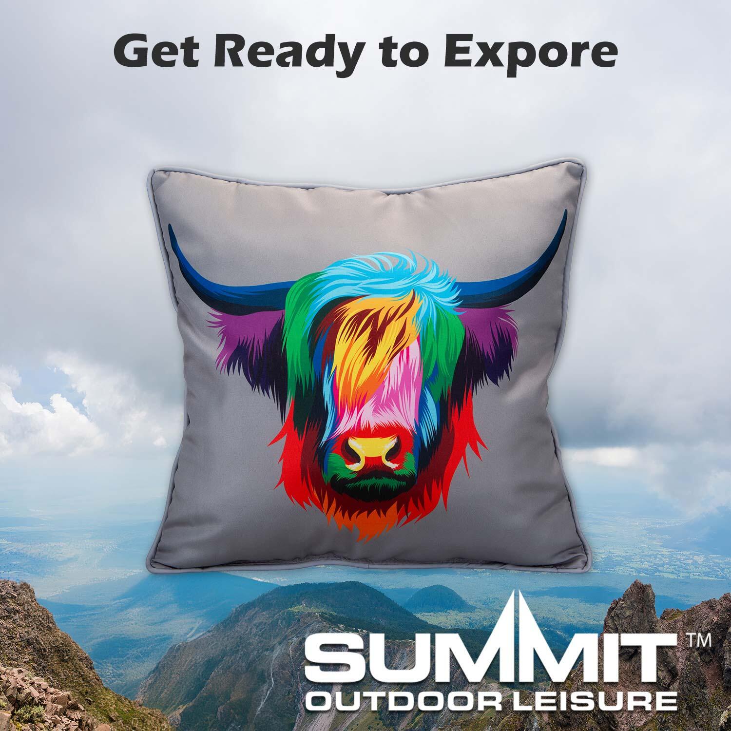 Scatter Cushion Highland Cow Print Design Piping Edge Soft 45cm x 45cm Multi X 1 6/7