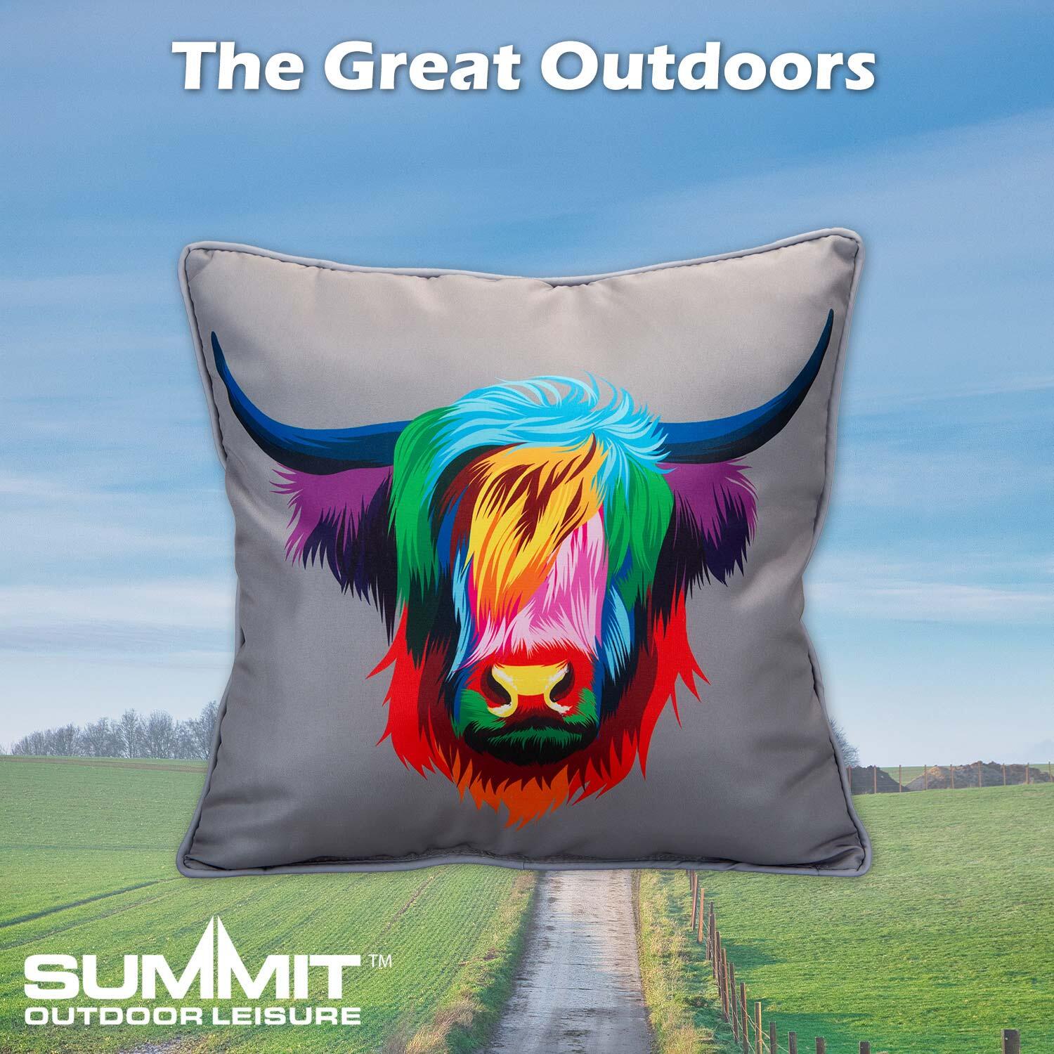 Scatter Cushion Highland Cow Print Design Piping Edge Soft 45cm x 45cm Multi X 1 7/7