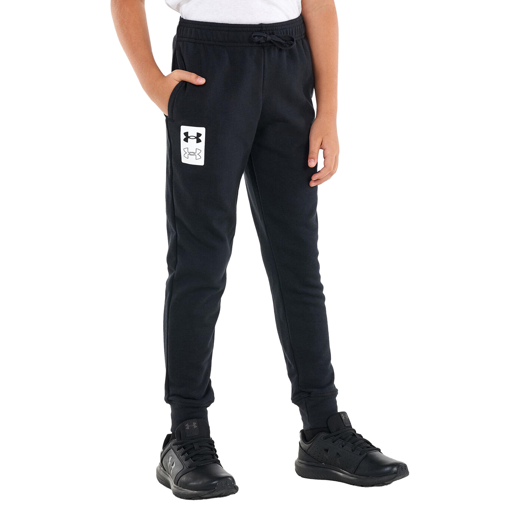 UNDER ARMOUR Boys Rival French Terry Jogging Bottoms (Black)