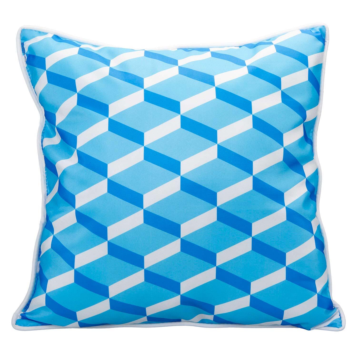SUMMIT Blue Scatter Cushion Geo Design Piping Edge Soft Plump 45cm x 45cm Blue X 1
