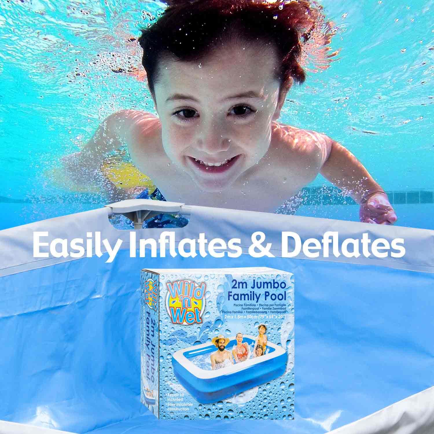Family Paddling Pool 2m x 1.4m - Wild n' Wet 3/7