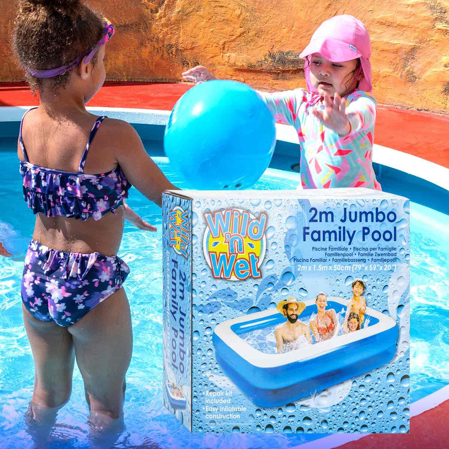 Family Paddling Pool 2m x 1.4m - Wild n' Wet 6/7