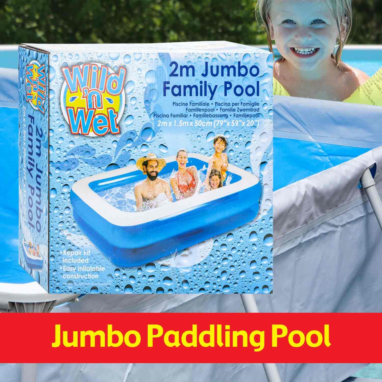 Family Paddling Pool 2m x 1.4m - Wild n' Wet 2/7