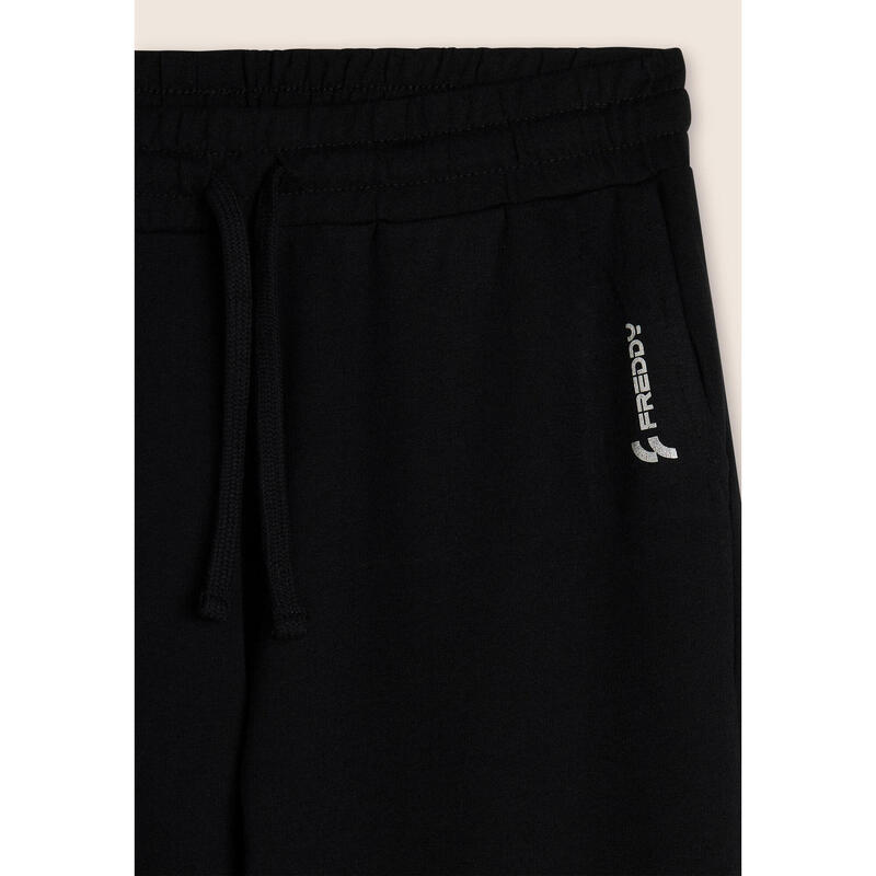 Pantalon de jogging noir à coupe classique en molleton de coton avec logo sur le