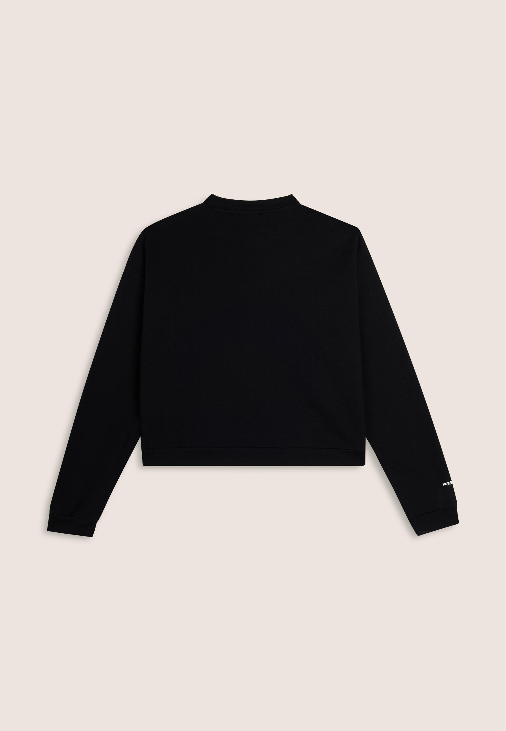 Felpa cropped nera con ricamo Mickey Mouse 2/3