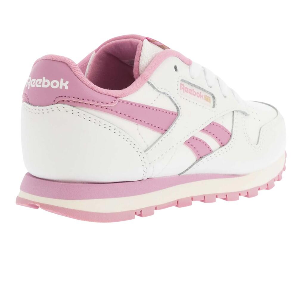 Childrens/Kids Classic Leather Shoes (White/Pink) 2/4