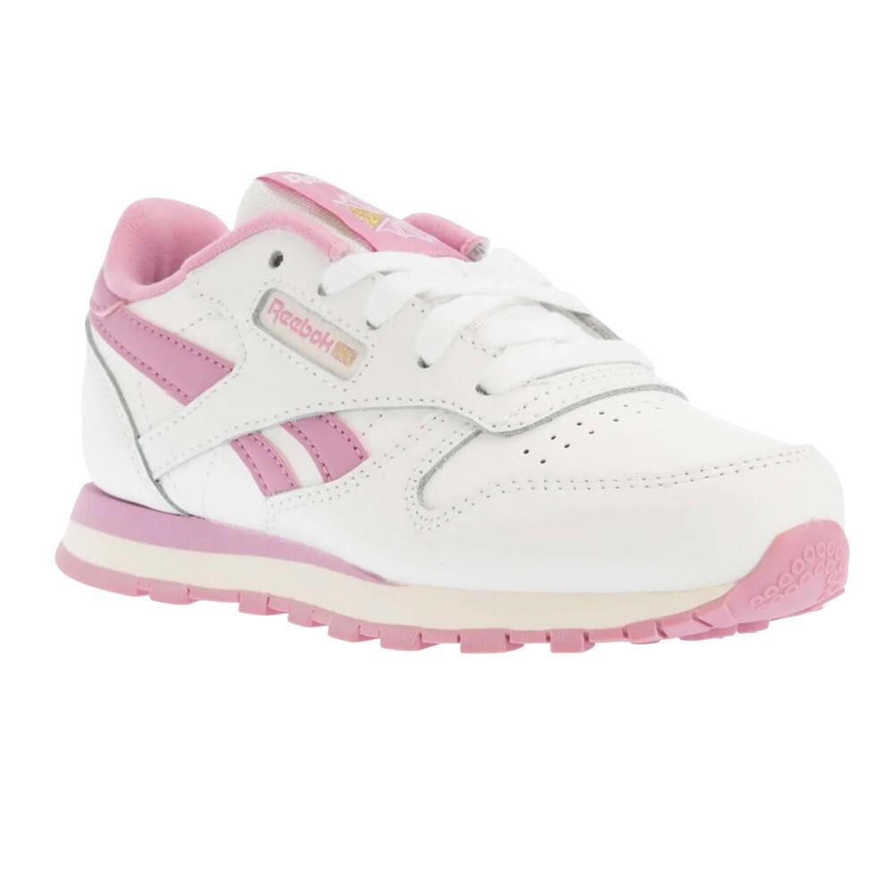Childrens/Kids Classic Leather Shoes (White/Pink) 1/4