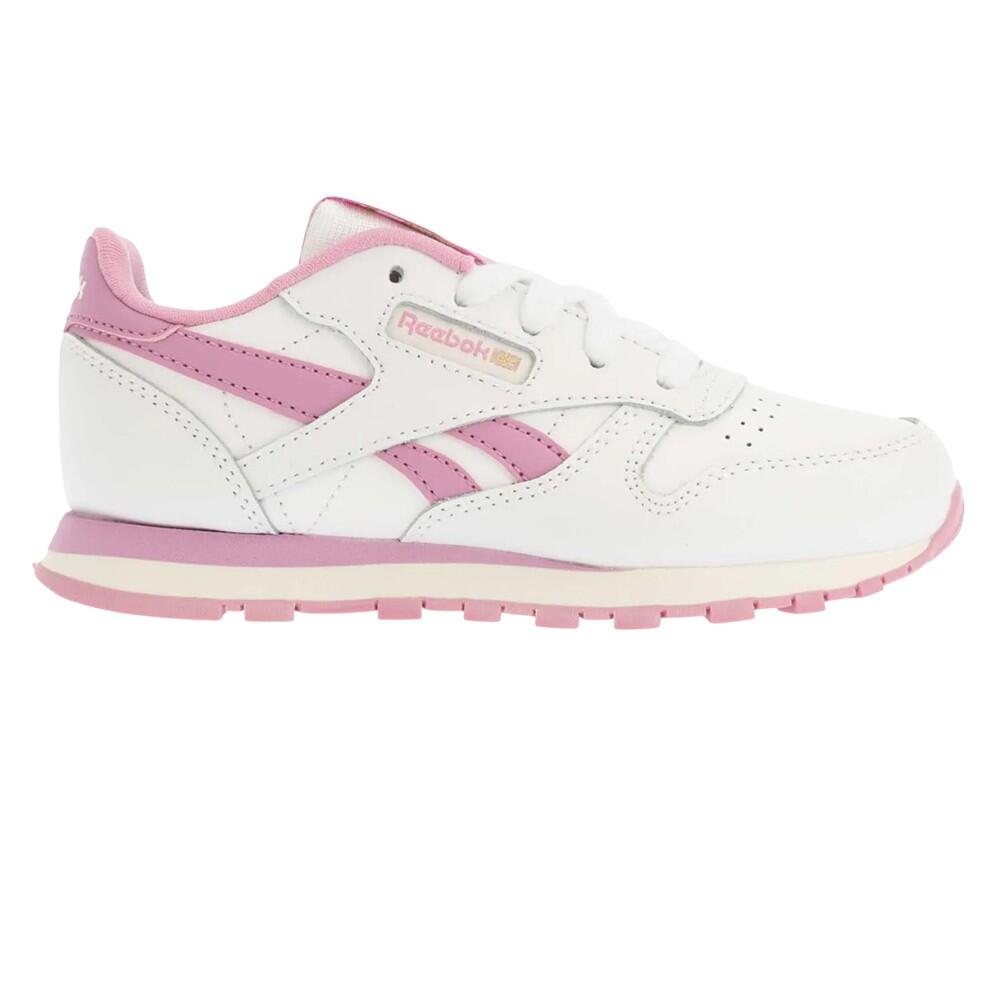 Childrens/Kids Classic Leather Shoes (White/Pink) 3/4