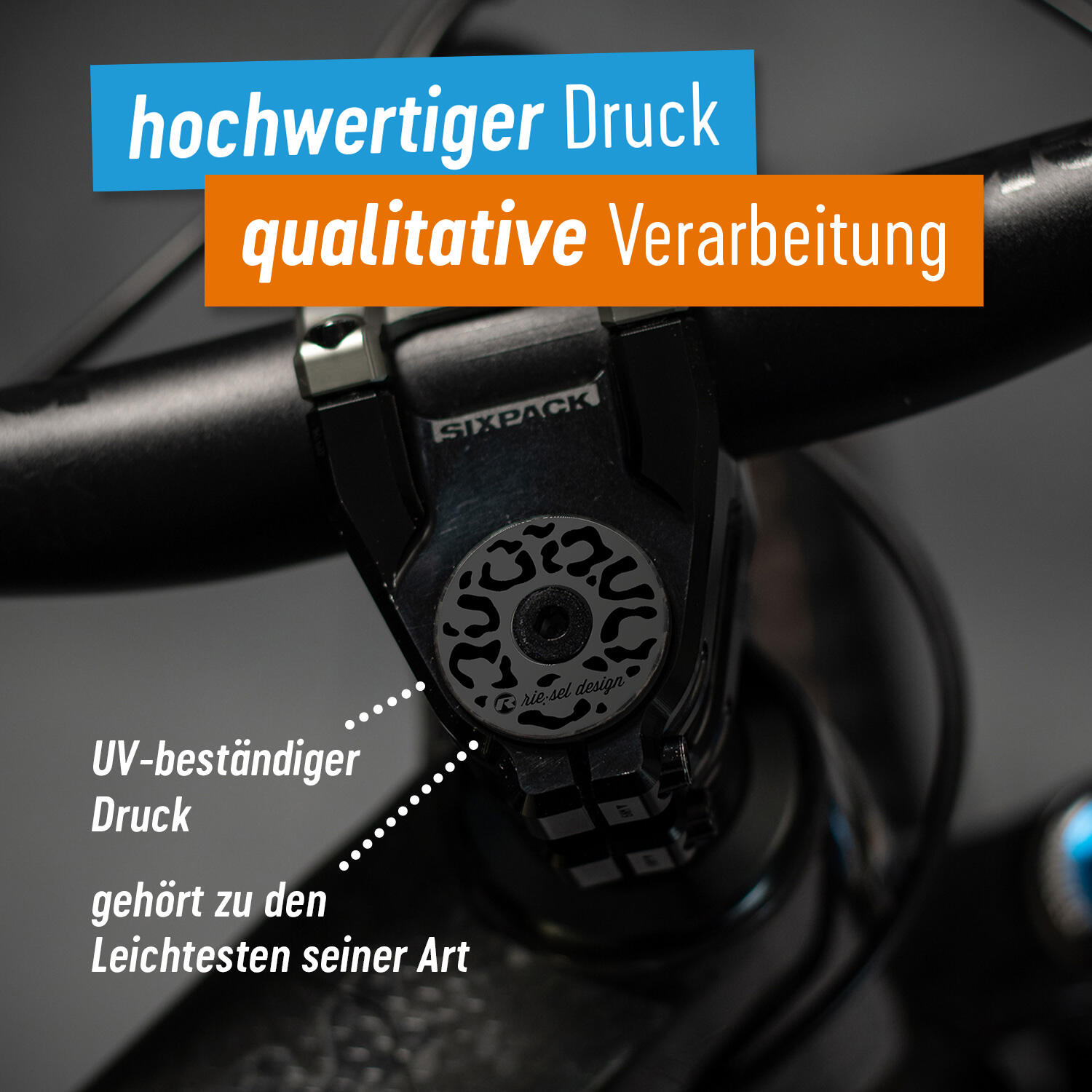 Carbon stemcap 1 1/8" Vorbaukappe mit Motiv inkl. Schraube MTB Fahrrad Ahead 2/7