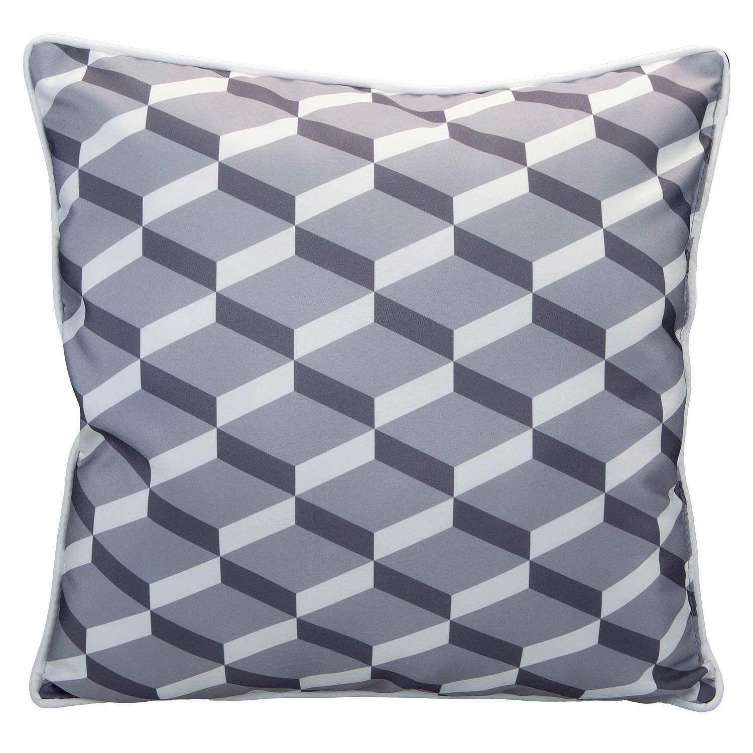 SUMMIT Grey Scatter Cushion Geo Design Piping Edge Soft Plump 45cm x 45cm Grey X 1