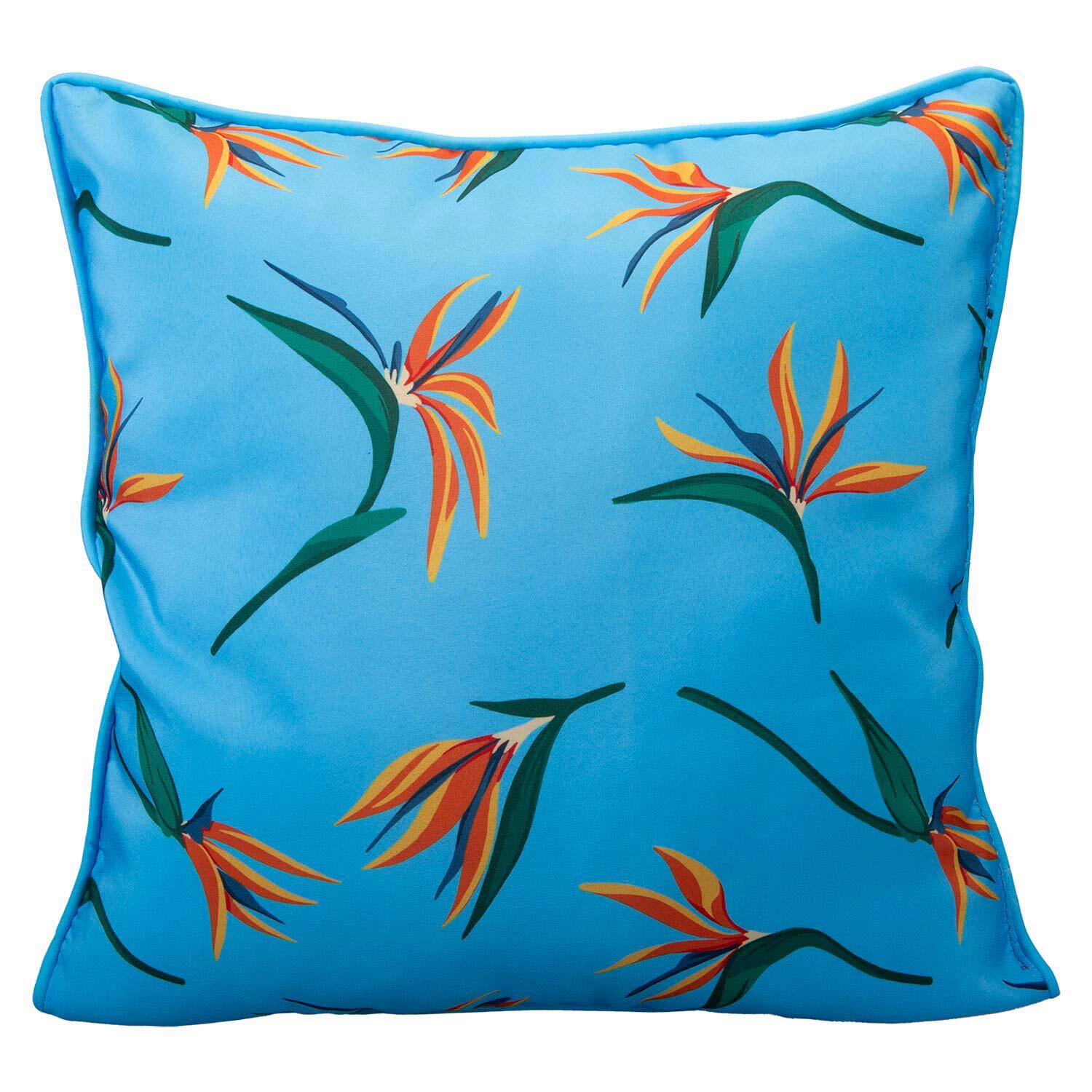 SUMMIT Scatter Cushion Birds Of Paradise Design Piping Edge Soft 45cm x 45cm Blue X 1
