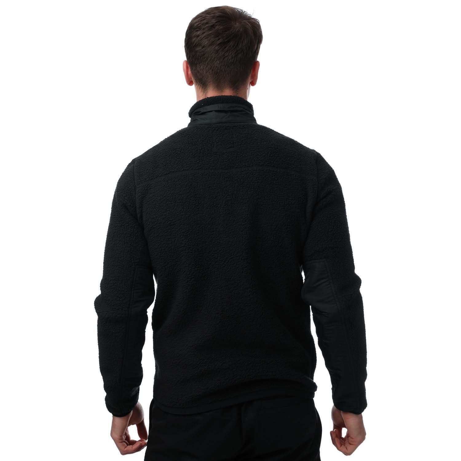 Mens Mix Media Sherpa Fleece Jacket (Black) 2/4