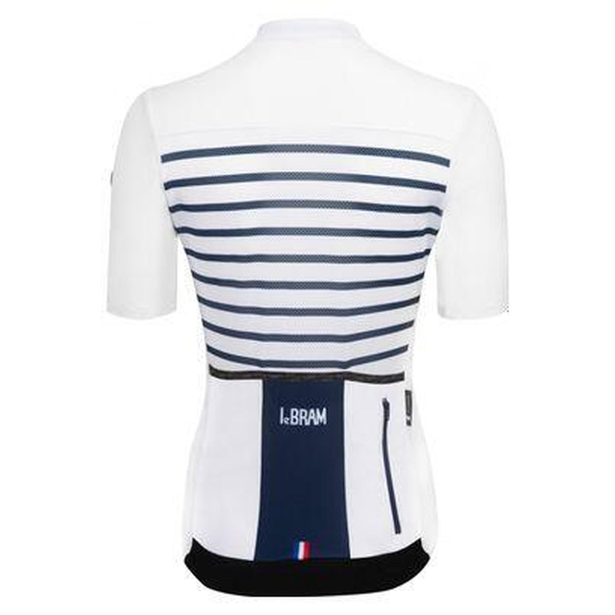 Maillot Manches Courtes Femme LeBram Ventoux Blanc Bleu Coupe Ajustée