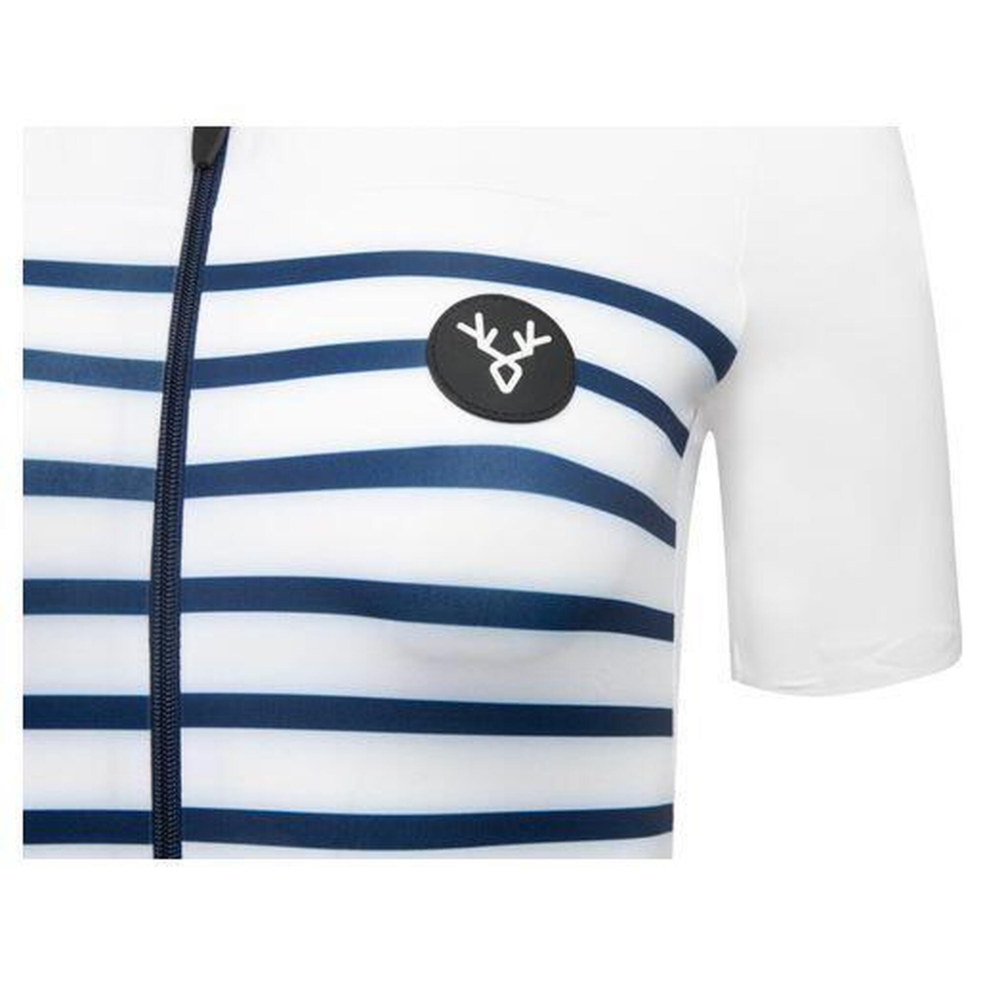 Maillot Manches Courtes Femme LeBram Ventoux Blanc Bleu Coupe Ajustée