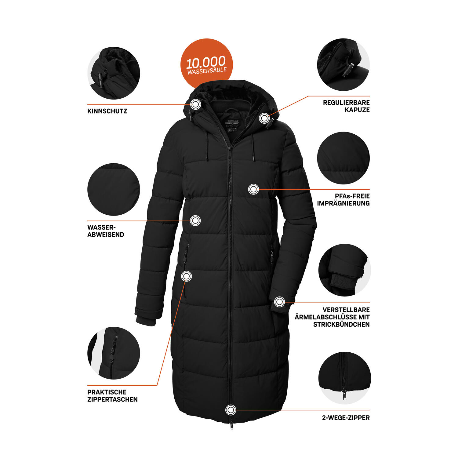 Steppmantel Mantel Warme Winterjacke Damen Ohne Daunen