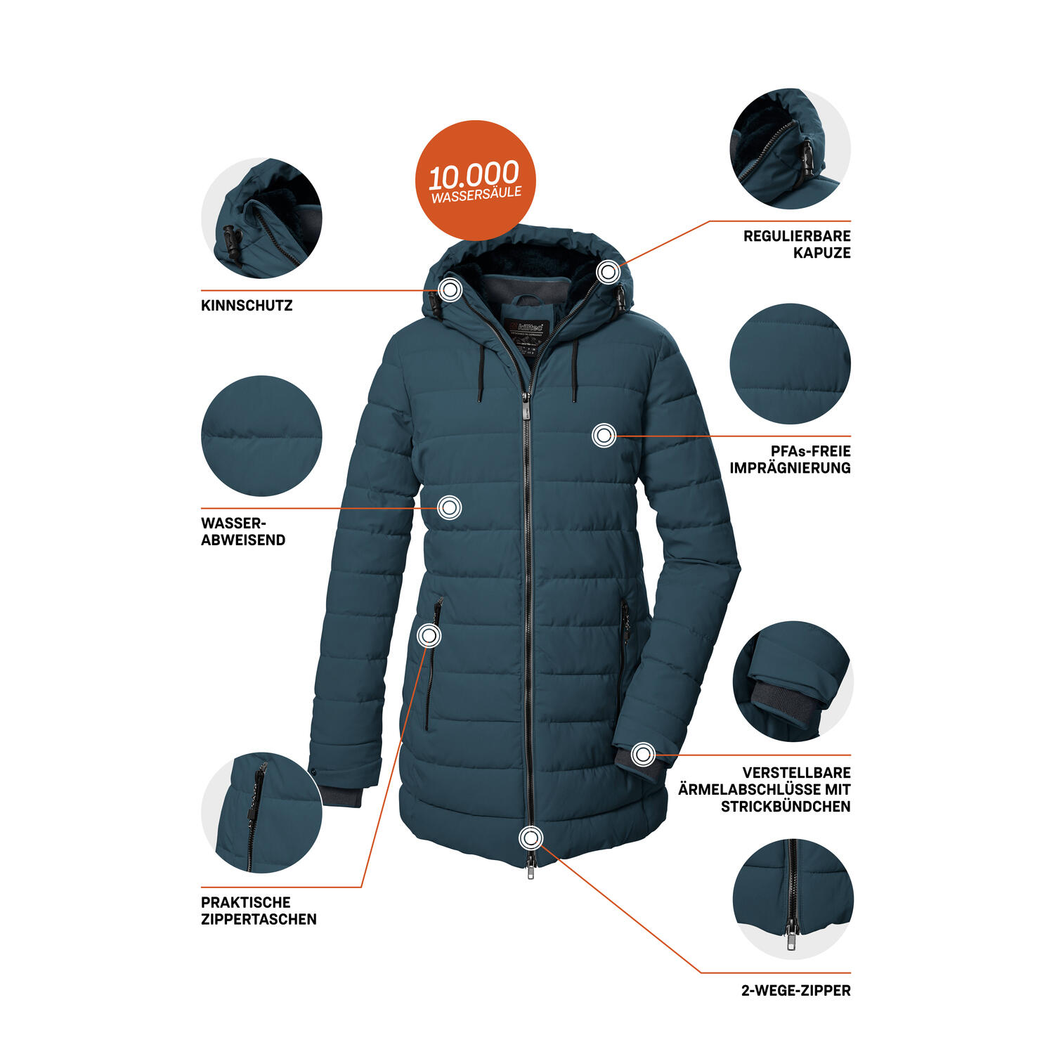 Killtec Damen Parka Winddicht Wasserdicht Atmungsaktiv