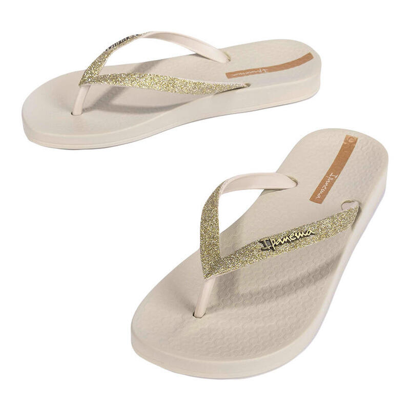 Papuci Ipanema Femei bej, anatomic, glitter
