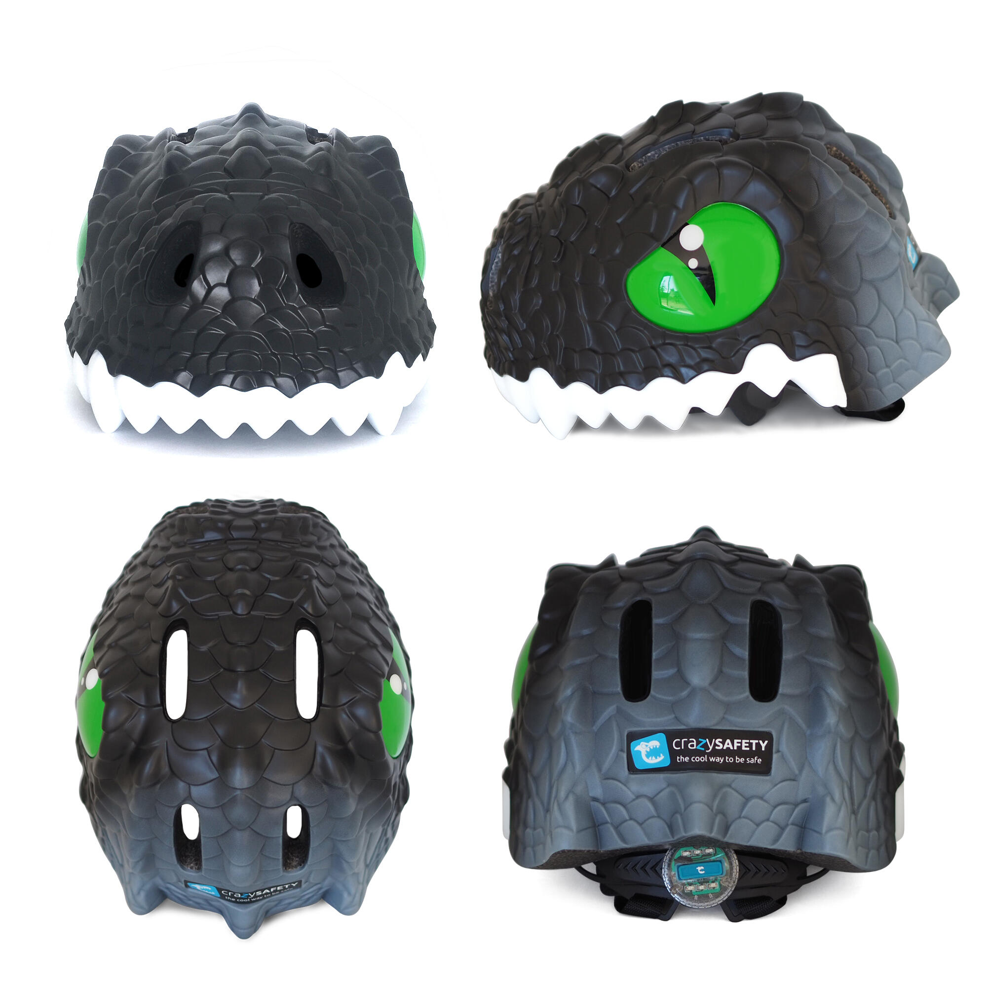 Casque de Vélo pour enfants | Dragon Noir | Crazy Safety | Certifié EN1078 2/6