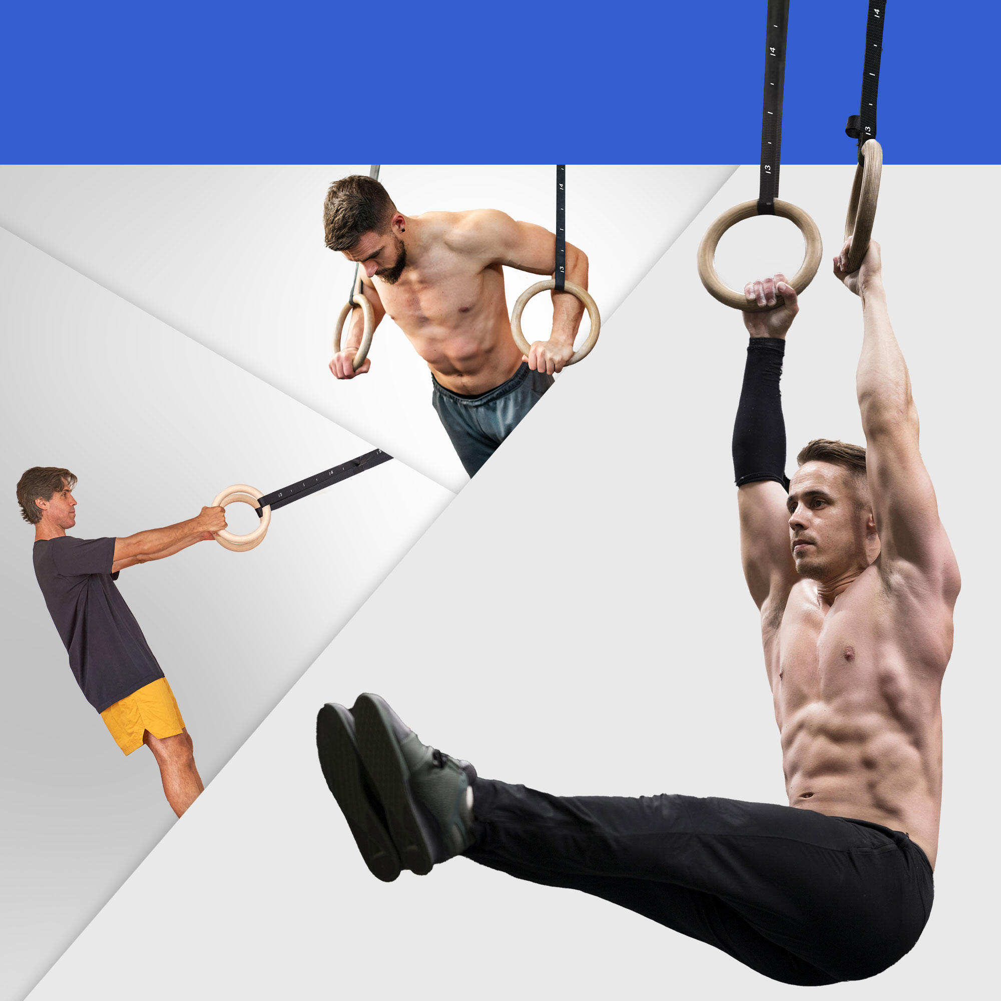 Set d'anneaux de gymnastique- Gym Rings en bois, anneaux de avec sangle réglable 5/6