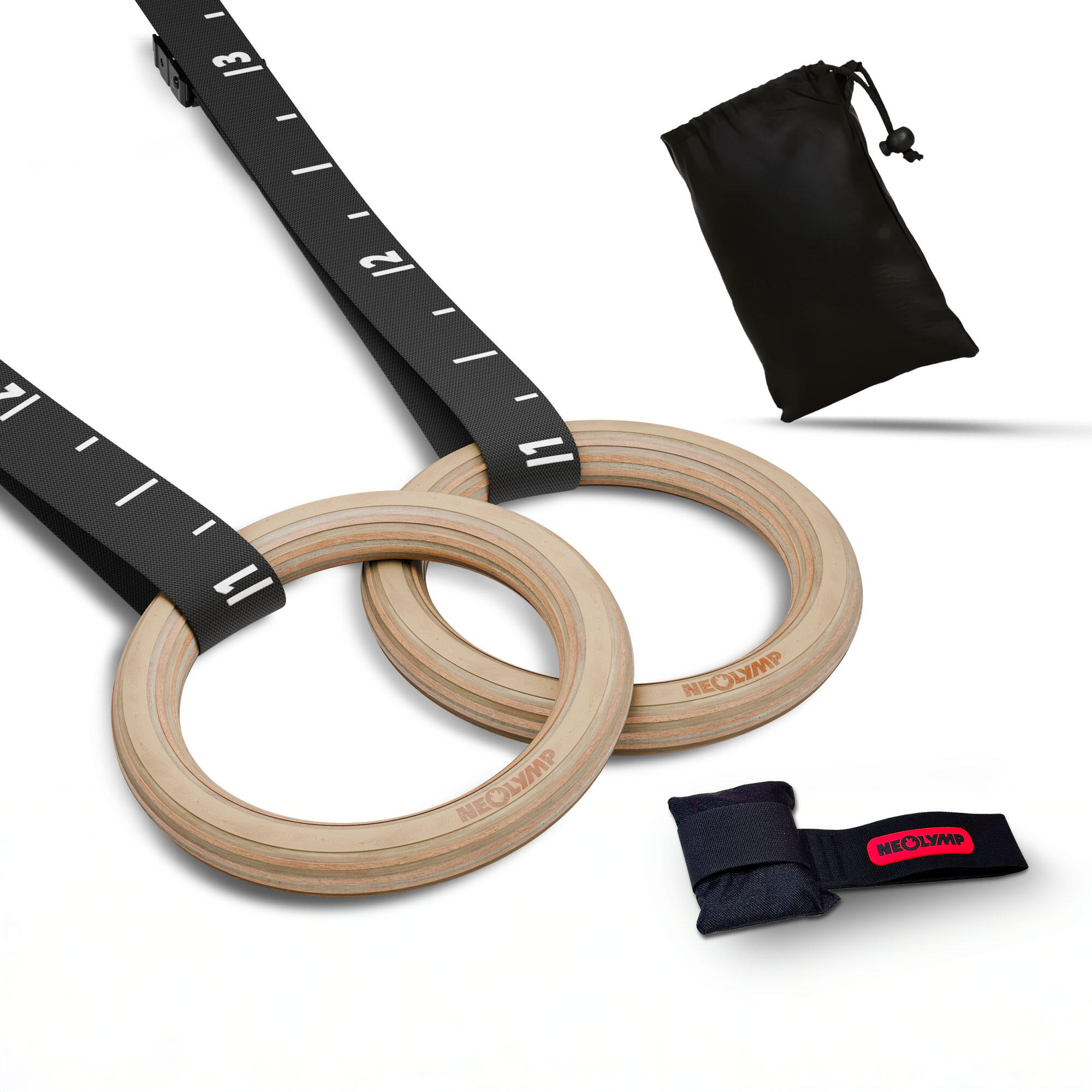 Set d'anneaux de gymnastique- Gym Rings en bois, anneaux de avec sangle réglable 6/6