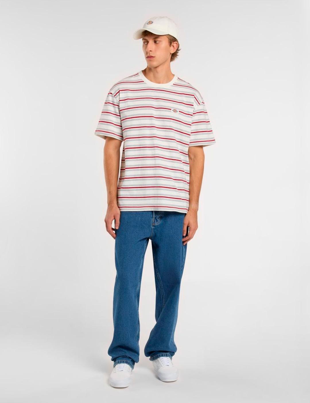 Maglietta Dickies Modello Lewistown Stripe Ss Te Colore Bianco 3/7