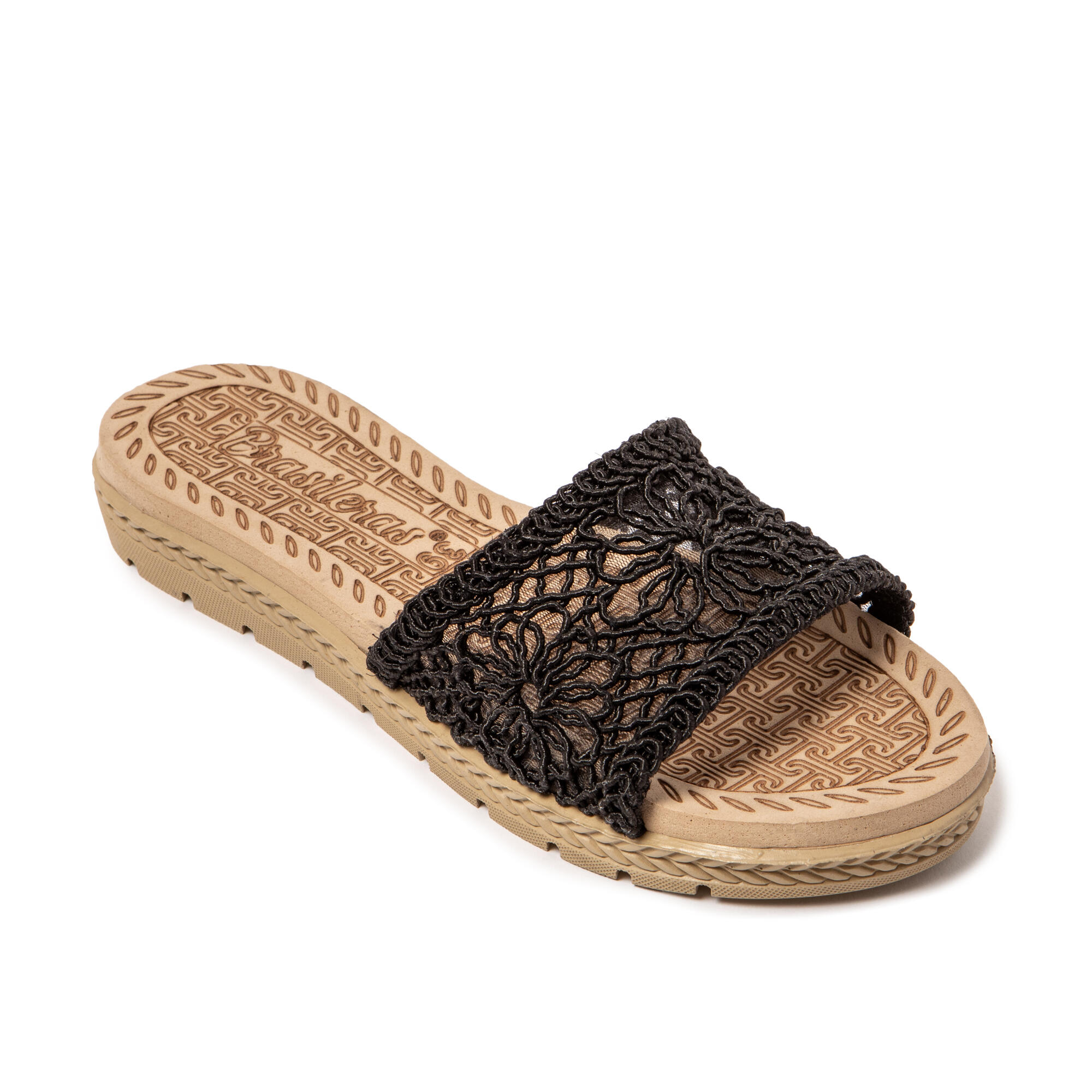 Sandali donna Brasileras Nero con suola in gomma 2/7