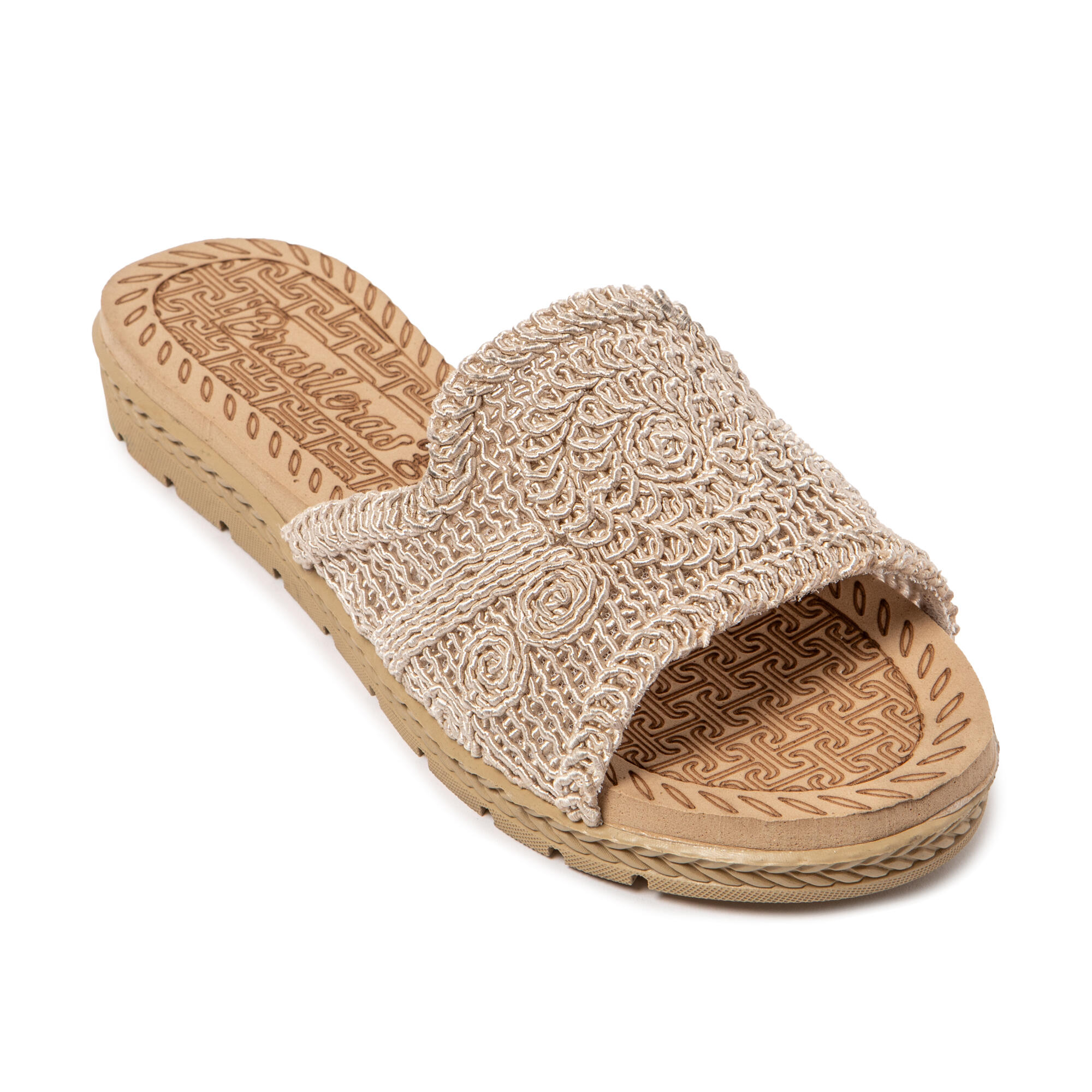 Sandali donna Brasileras Beige con suola in gomma 2/7