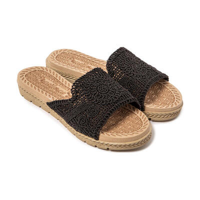 Sandalen Damen Brasileras Schwarz mit Gummisohle
