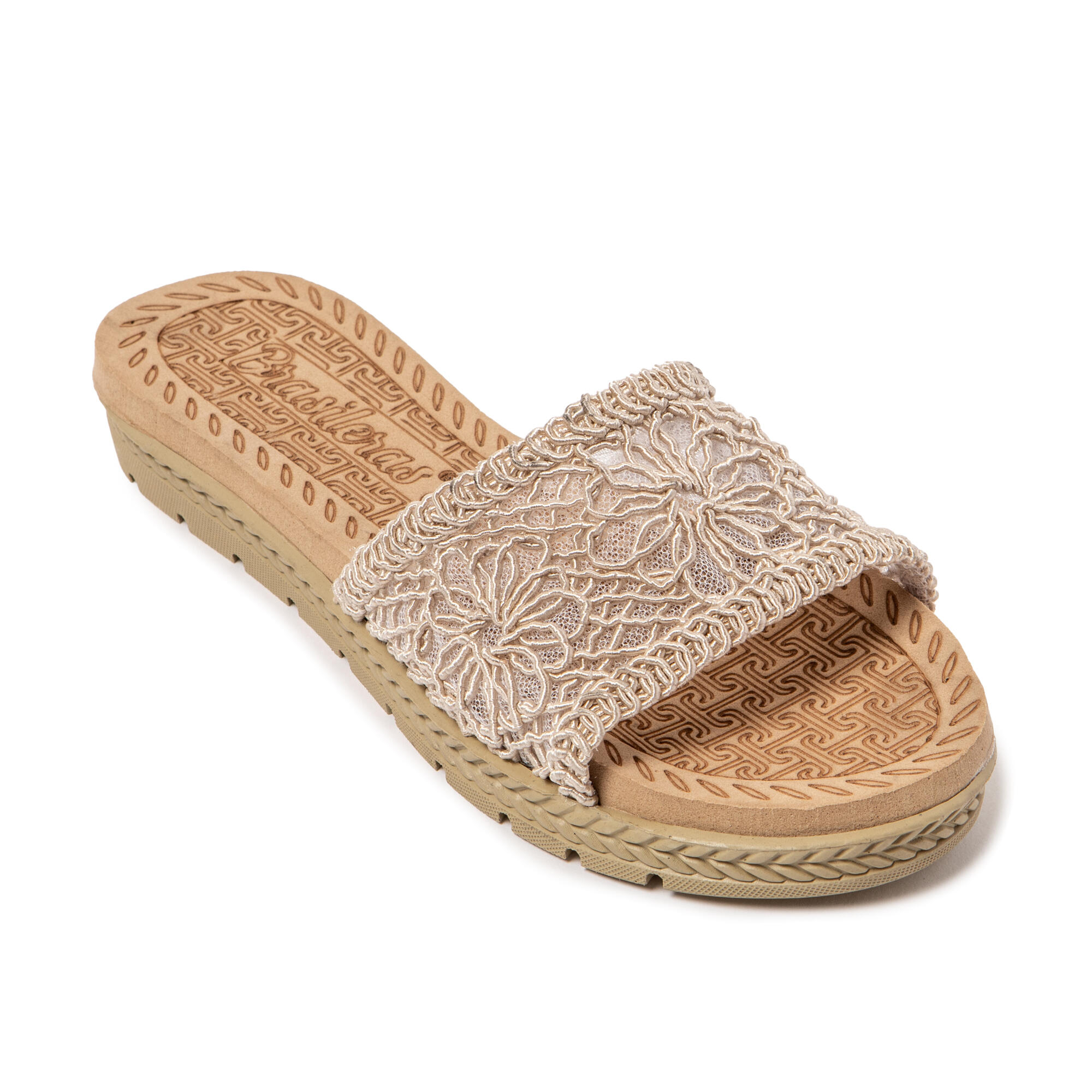 Sandali donna Brasileras Beige con suola in gomma 2/7