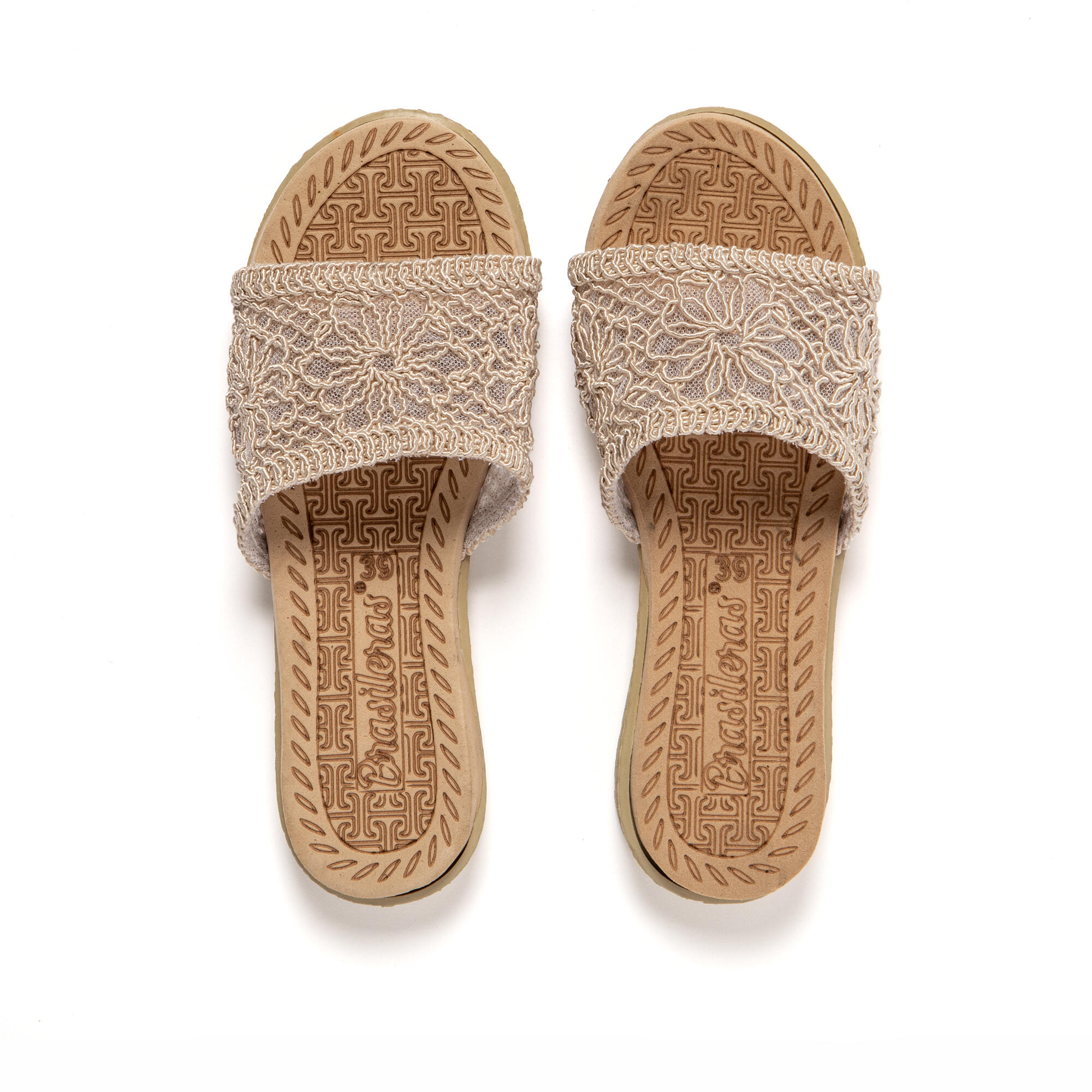 Sandali donna Brasileras Beige con suola in gomma 6/7