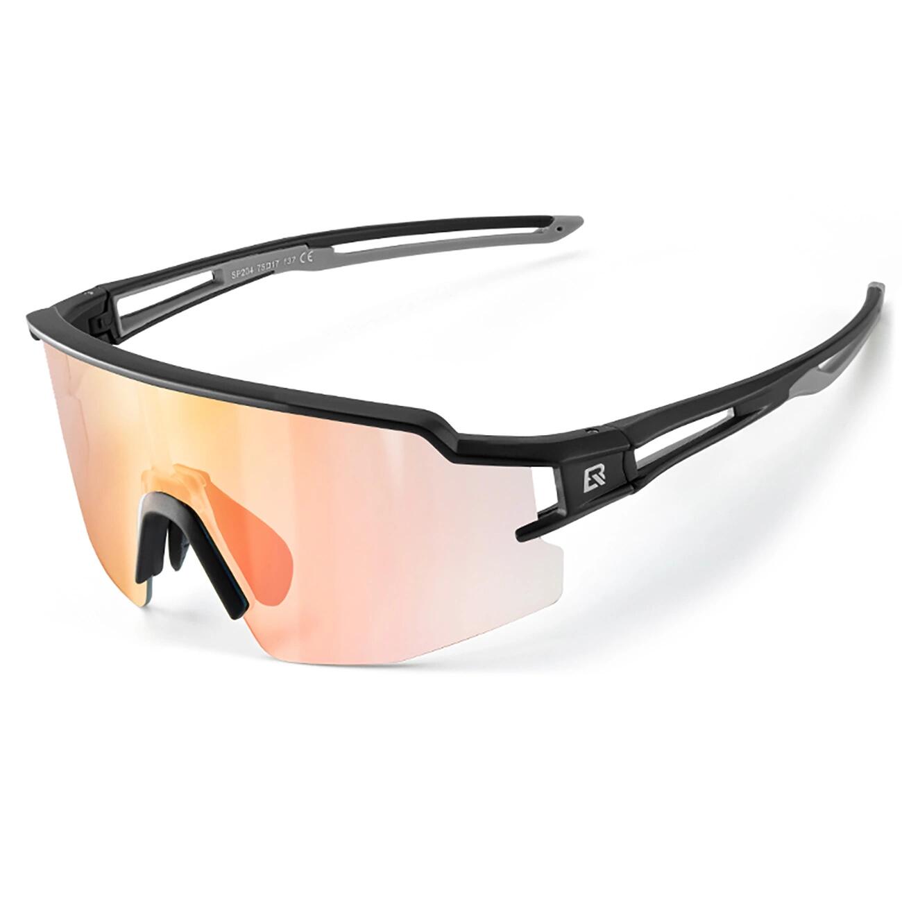 Rockbros - Lunettes De Cyclisme Photochromiques Protection Uv Verres Orange - Noir - Lunettes De Soleil - Noir - No Size - Decathlon