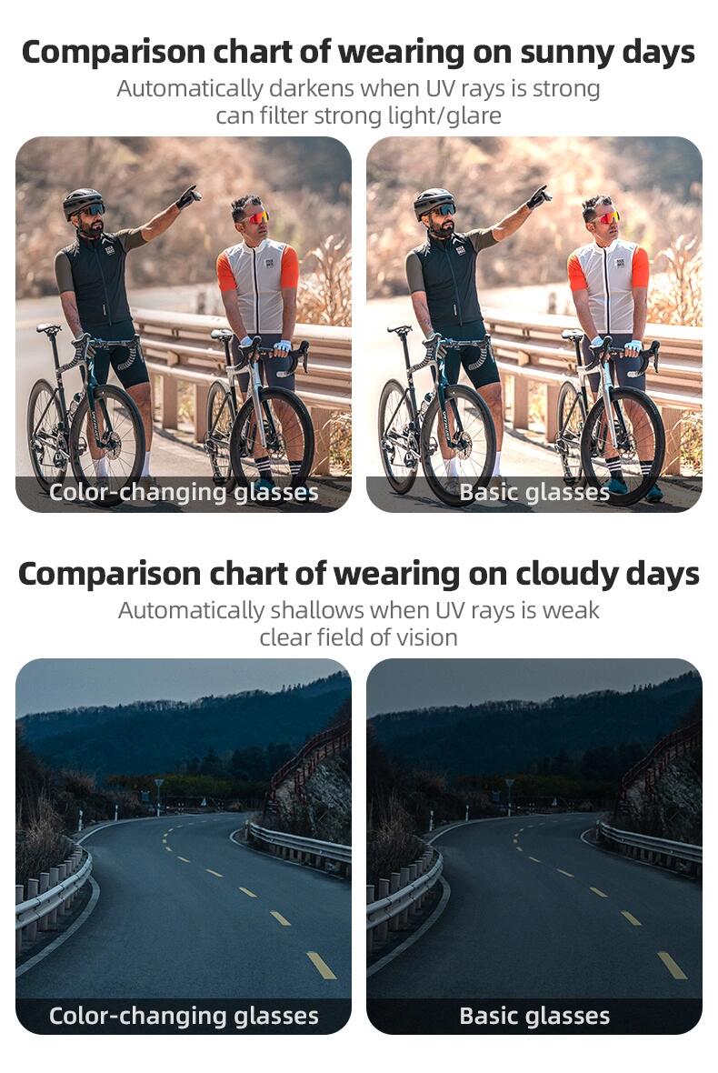 Lunettes de cyclisme photochromiques avec protection UV et insert correcteur 4/5