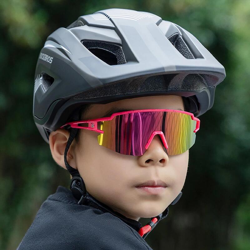Rockbros Lunettes de cyclisme polarisées UV pour enfants Rose