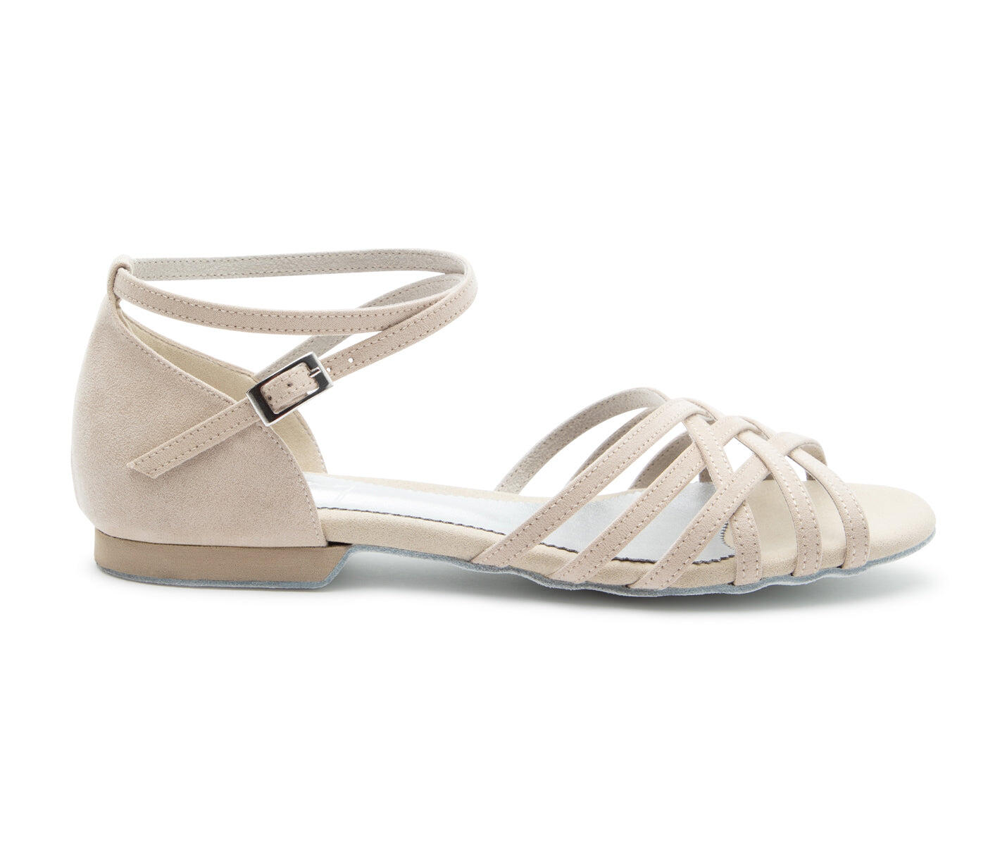 DANCING QUEENS DQ02 Beige Suede Dance Shoes, Flat | Suede Sole or Outdoor Sole