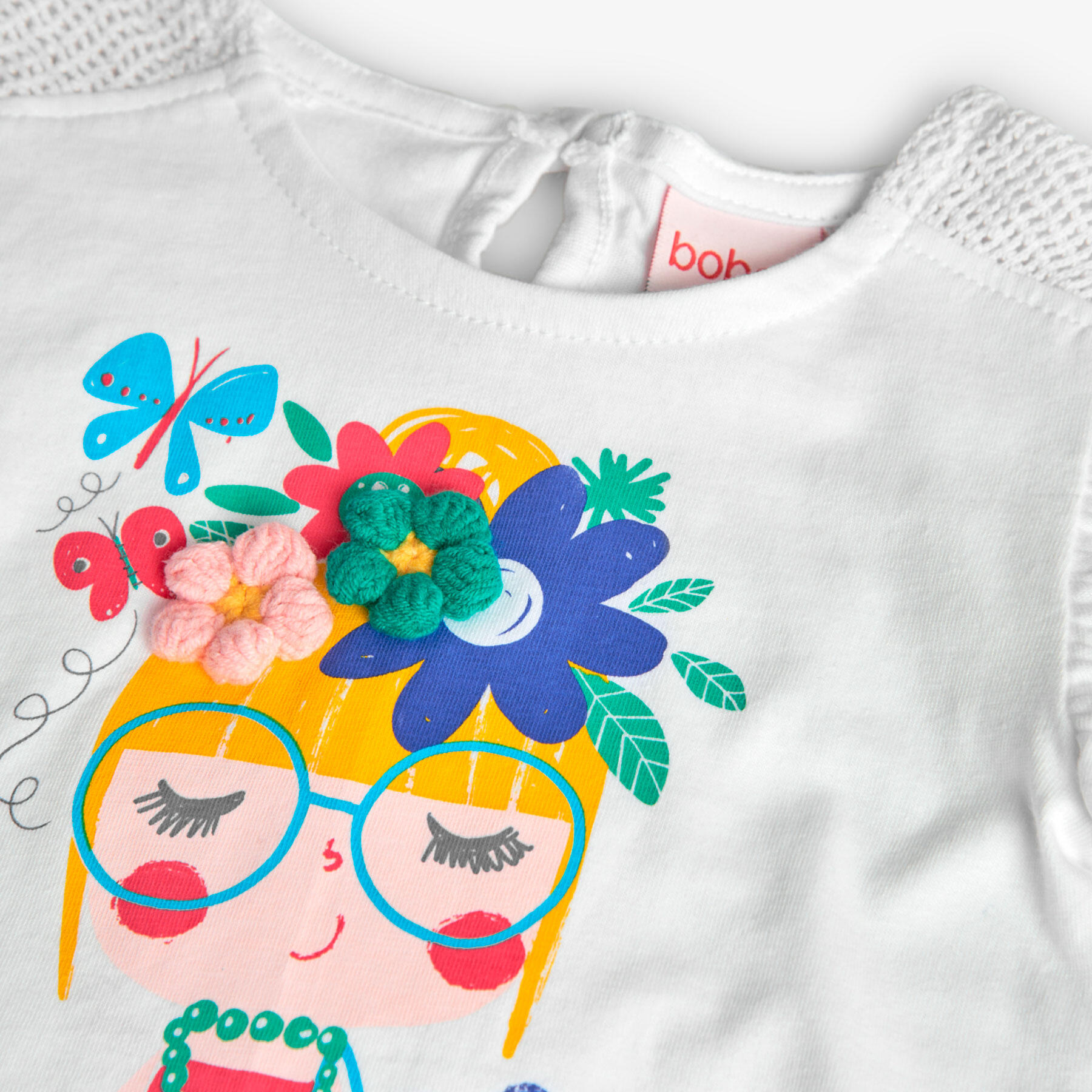 Camiseta Gimnasia Niña Boboli Blanco 3/4