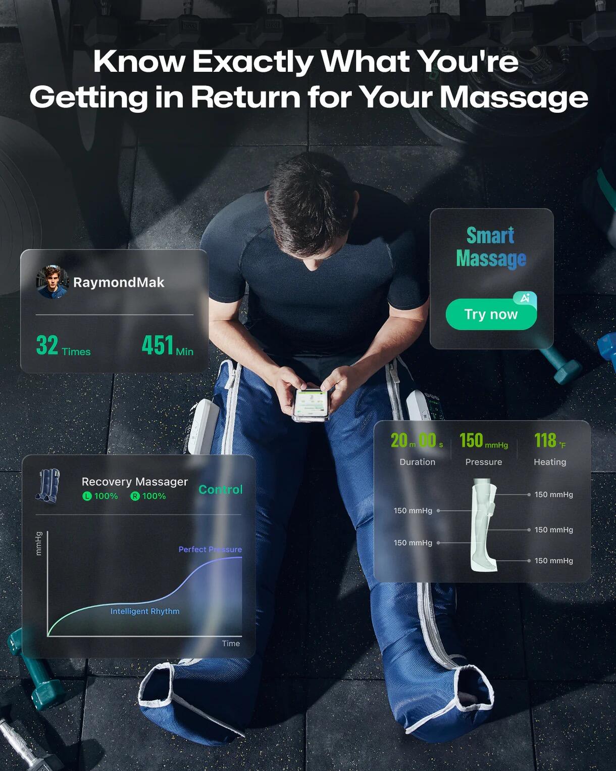 UREVO Wireless Recovery Massager Blau 7/7