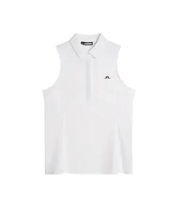 J. lindeberg dena top zonder mouwen, dames mouwloos golf poloshirt, wit